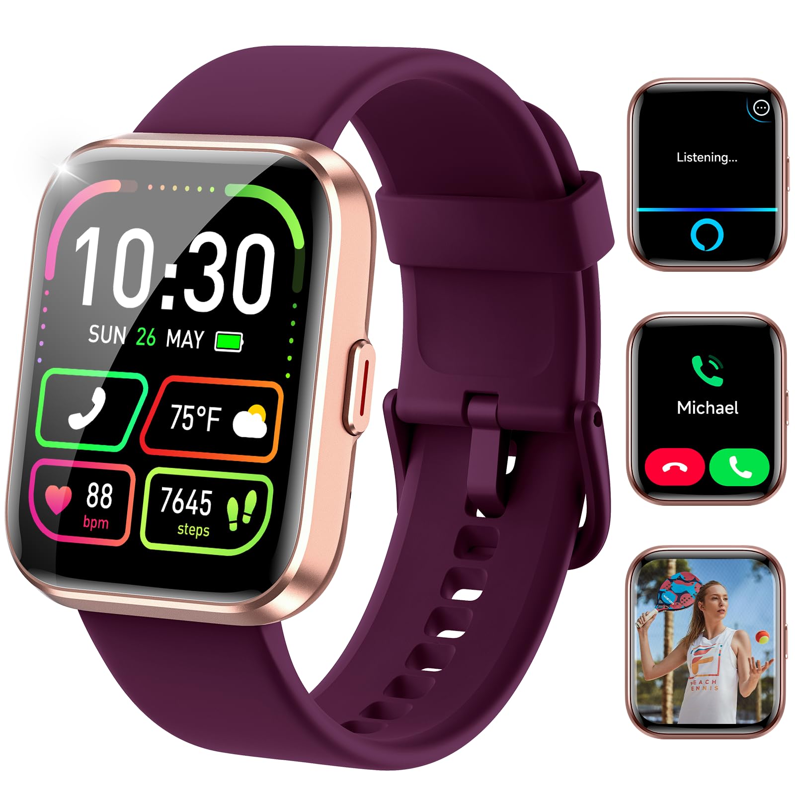 Smart Watches For Women And Men - Smart Watch Compatible For Iphone Android Phone,Alexa,Call & Notification Alerts,Heart Rate & 