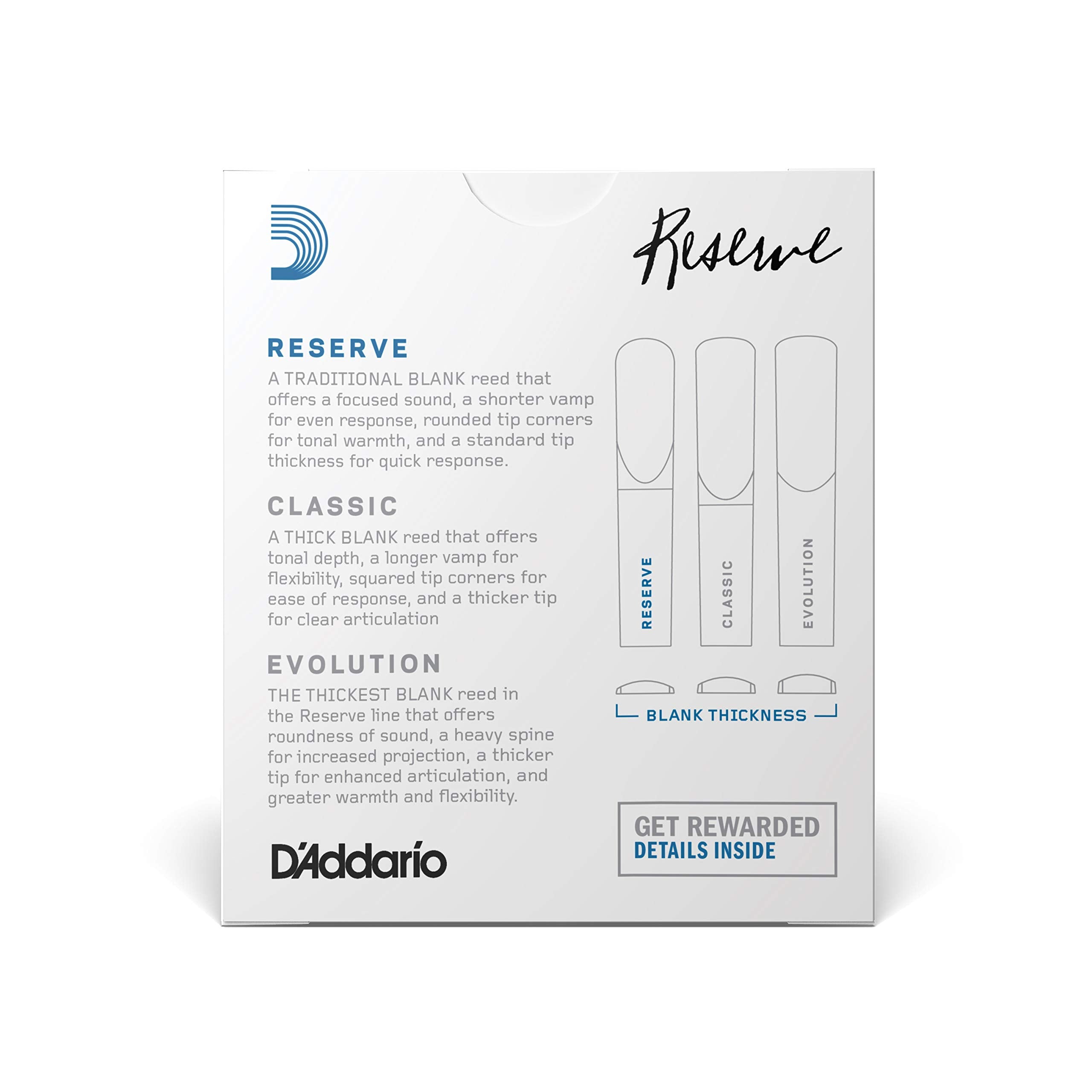 Daddario Reserve Bb Clarinet Reeds, Strength 45, 10 Pack