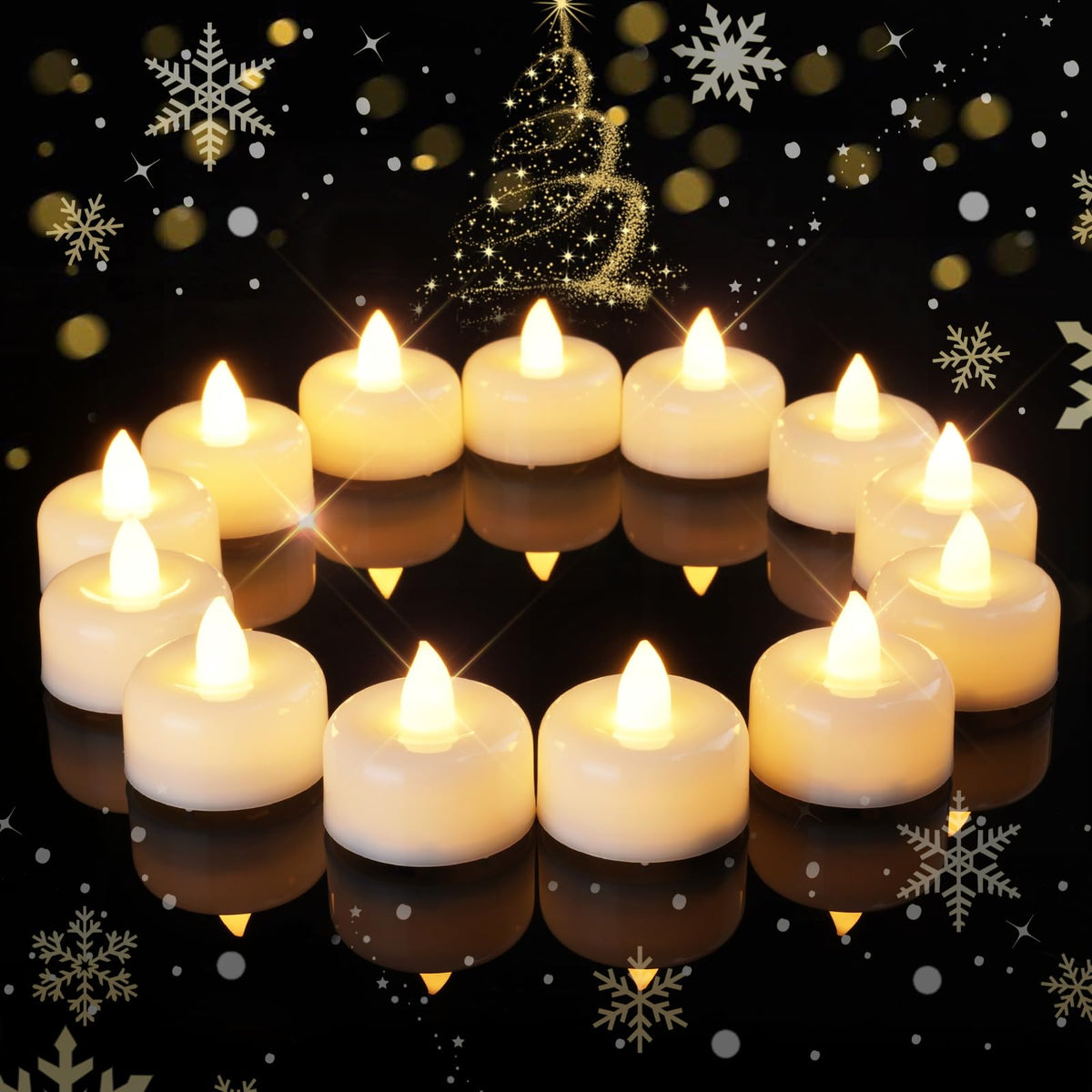 Raycare 150Pack Battery Operated Tea Lights Candles, Long Lasting Fake Candles, Flameless Led Tea Lights, Electric Candles For W