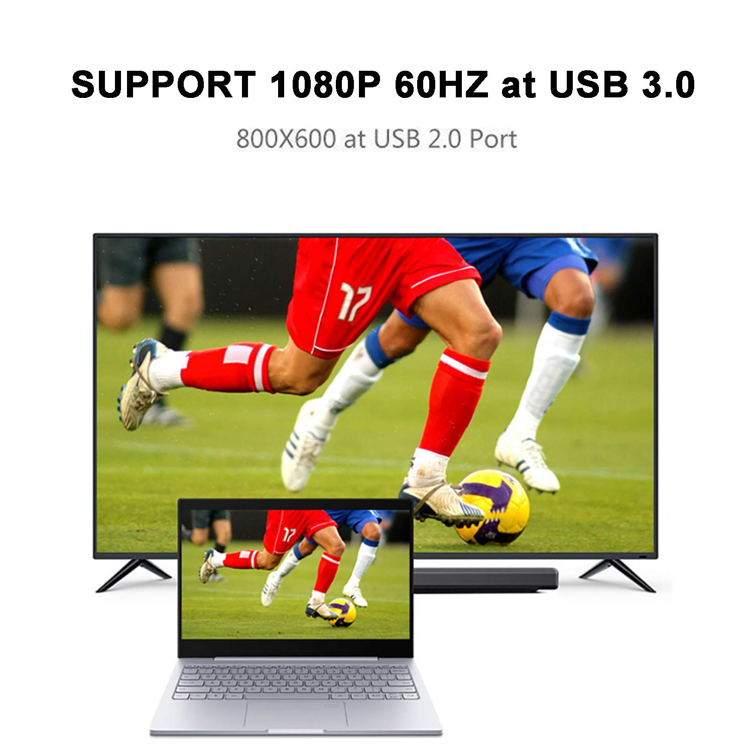 Usb To Vga Adapter Cable 16Ft/5M Compatible With Mac Os Windows Xp/Vista/10/8/7, Usb 3.0 To Vga Male 1080P Monitor Display Video