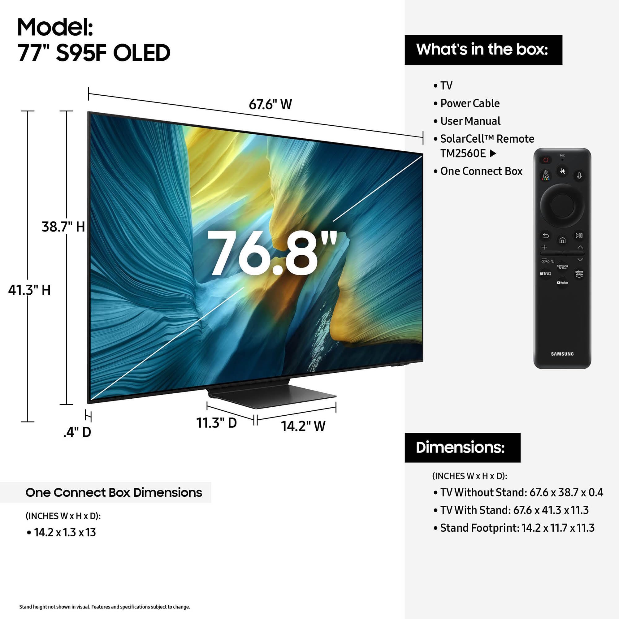 Samsung 77-Inch Class Oled S95F 4K Glare Free Smart Tv (2025 Model) Nq4 Ai Gen3 Processor, Oled Hdr Pro, Motion Xcelerator 164Hz