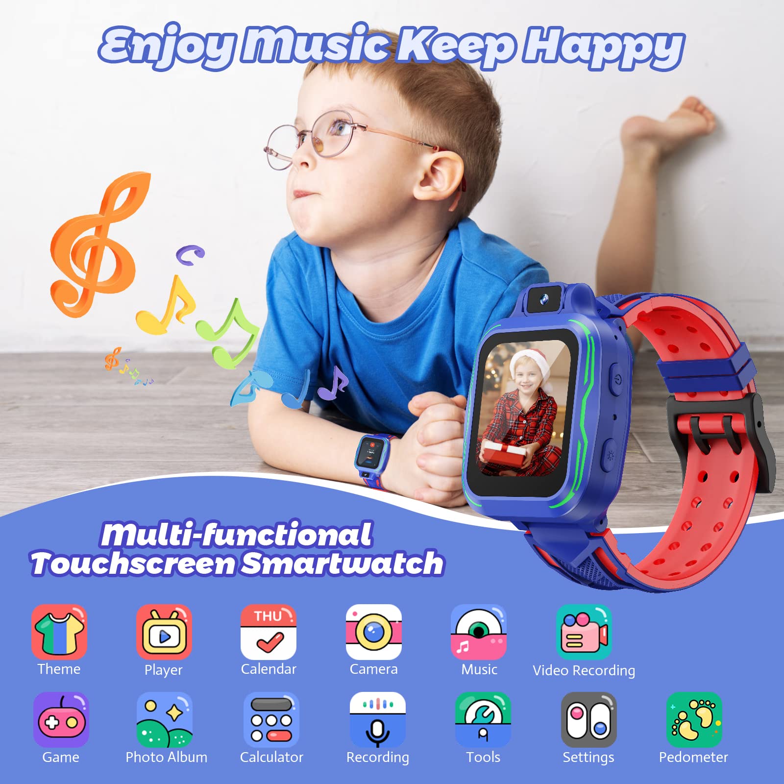 Vansing Kids Watch Boys With Camera,Children Digital Smart Watch Touchscreen With Video Mp3 Alarm Pedometer Games For Age 3 9 Ye
