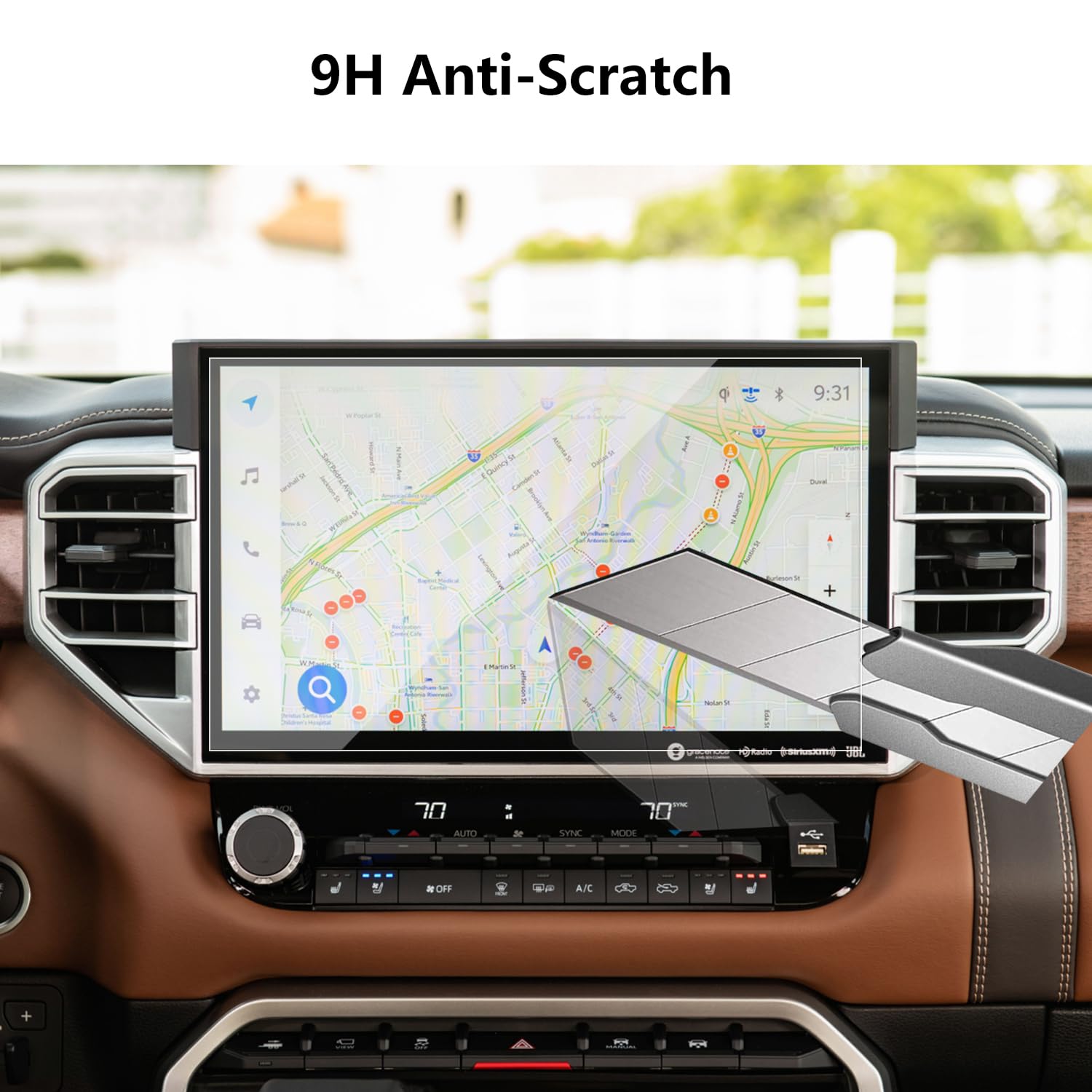 Azzigo Tempered Glass Screen Protector For 2024 2023 2022 Toyota Tundra & 2024 2023 Sequoia 14 Inch Navigation Touchscreen Matte