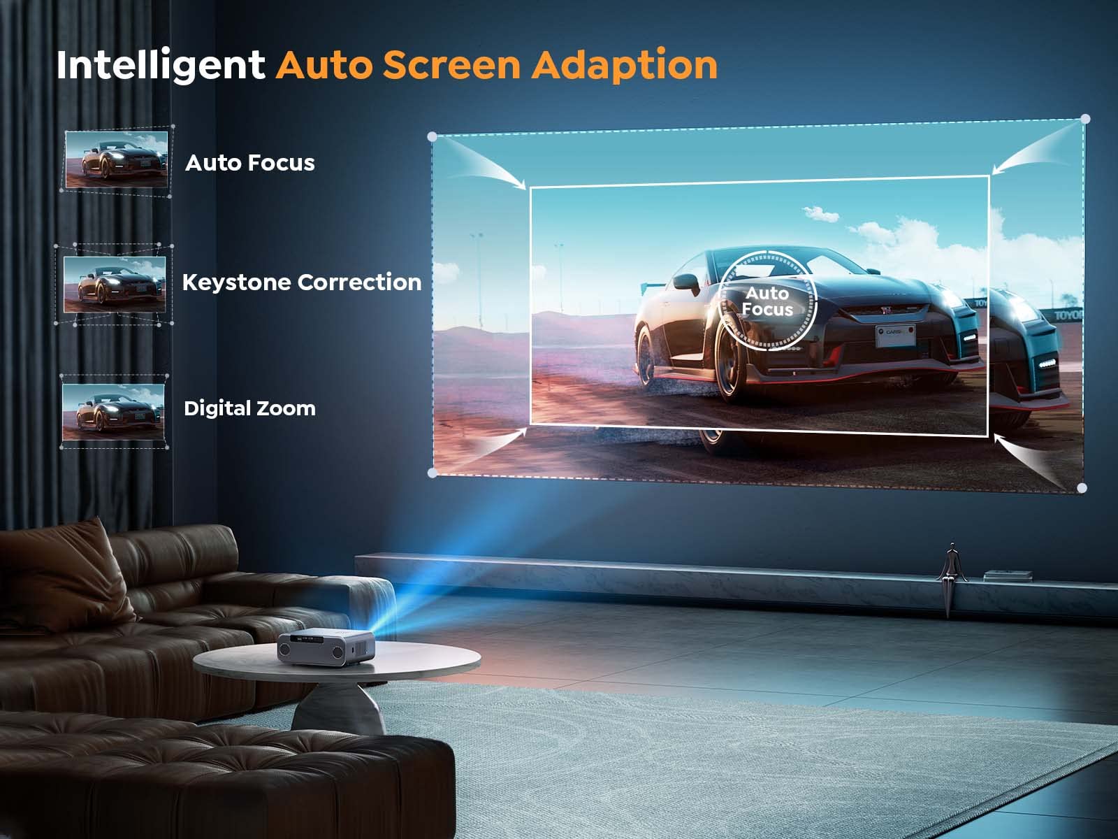 [Auto Focus/4K Support] Projector With Wifi 6 And Bluetooth 5.2, Yaber Pro V9 600 Ansi Native 1080P Outdoor Movie Projector, Aut