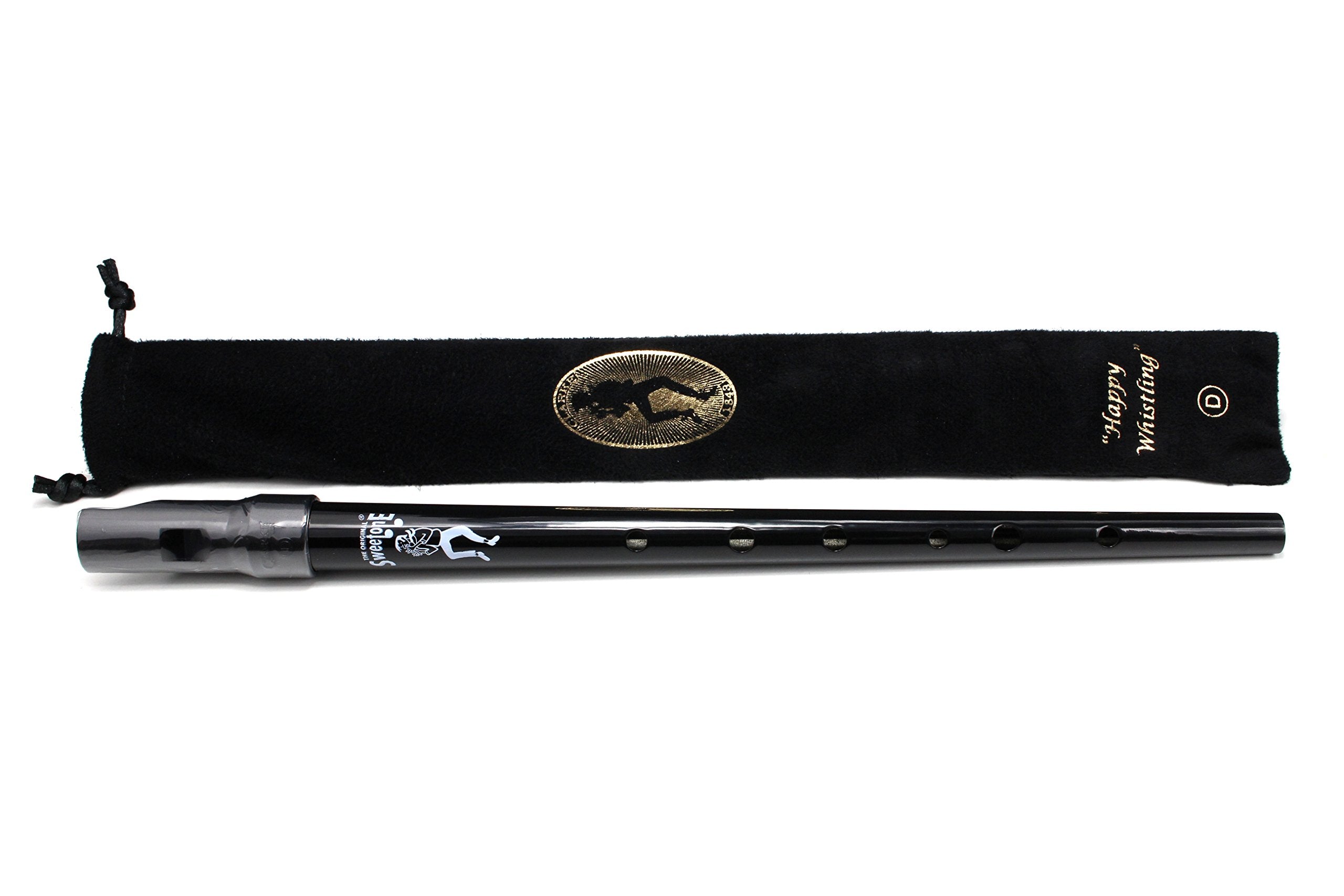 Black Clarke Sweetone D Traditional Irish Tin Penny Whistle & Soft Black Whistle Pouch
