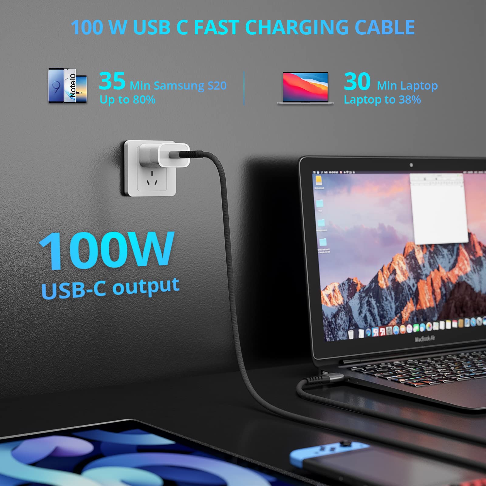Xyyzyz Usb C To Usb C Cable 100W Us Bc To Usb C Fast Charging Cable Nylon Braided Type C To Type C Cable Compatible With Iphone