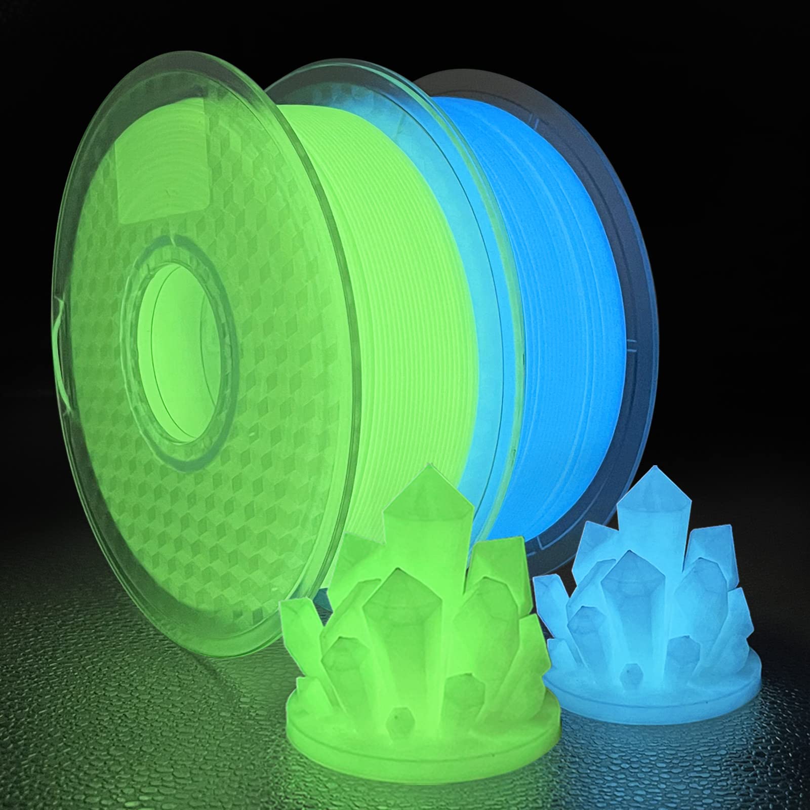 3D Printer Filament, Pla Filament Glow In The Dark Green And Blue, 1.75Mm Dimensional Accuracy +/  0.03 Mm, 2Kg Spool