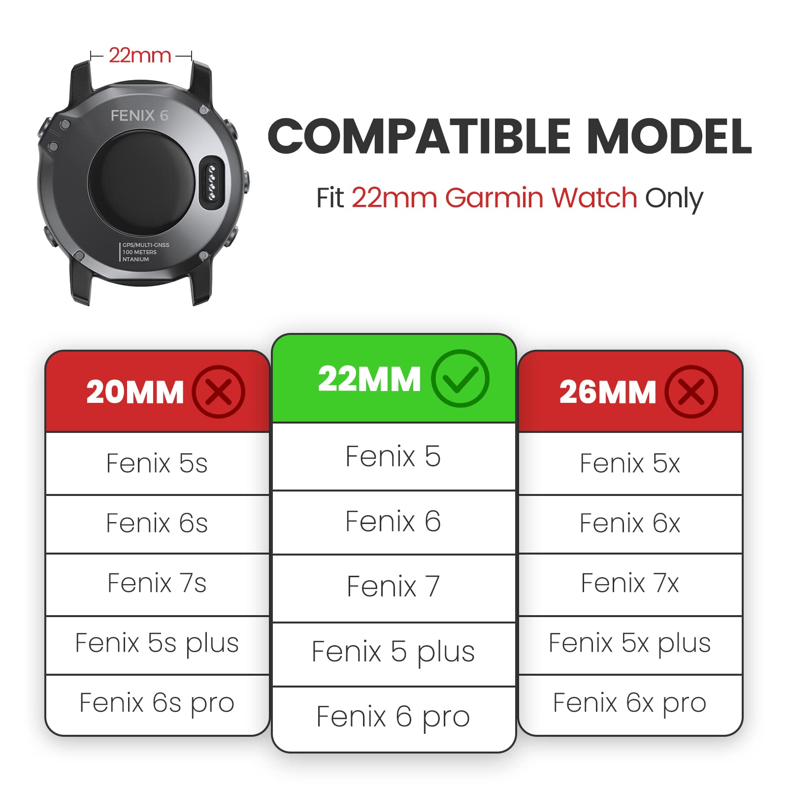 Cuzow Compatible With Garmin Fenix 6 Watch Band For Fenix 7/Fenix 6 Pro/5, 22Mm Quickfit Nylon Sport Watch Strap For Forerunner