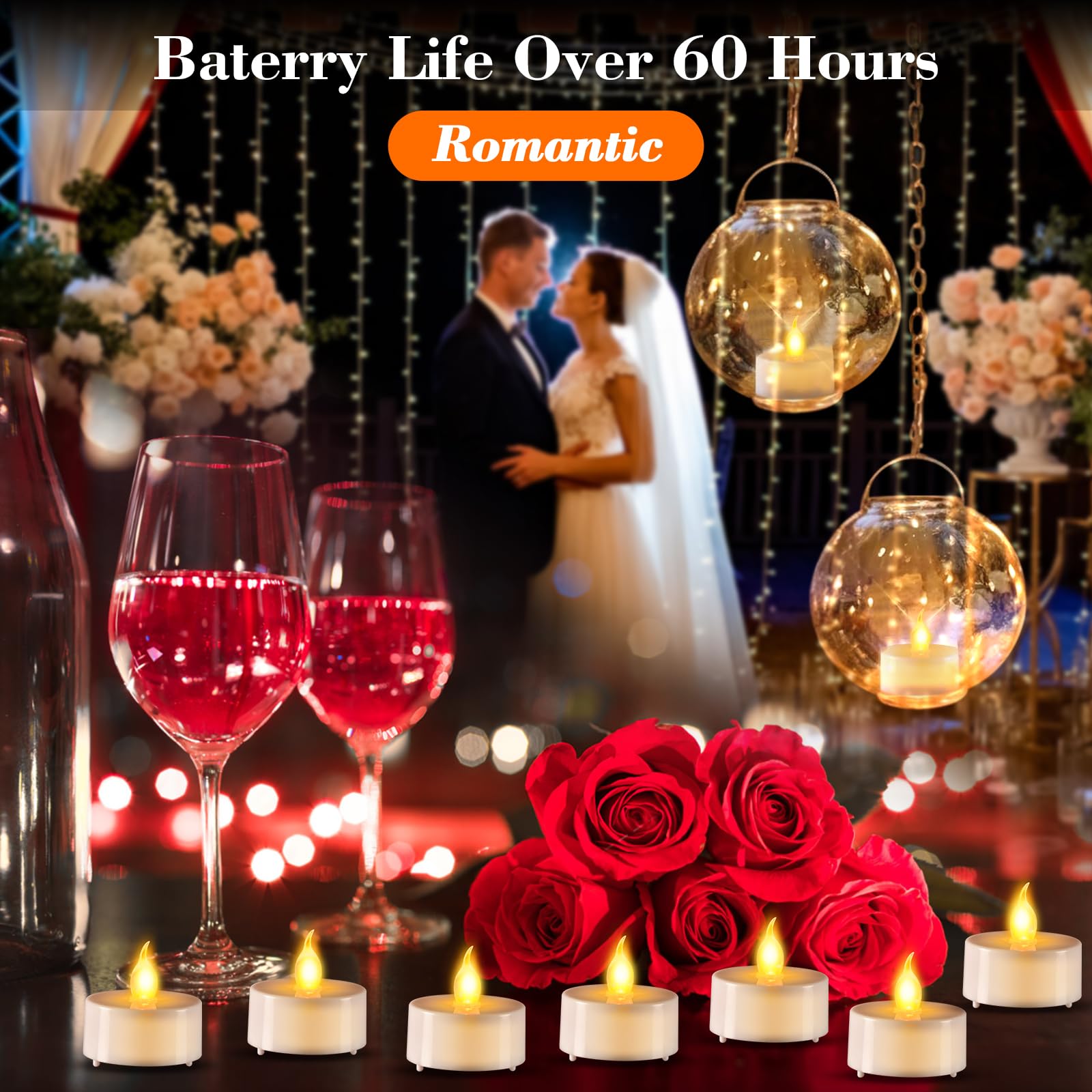 Josu 24Pcs Led Votive Tealight With 2/4/6/8 H Timer And Remote, Mini Battery Operated Candles For Wedding Anniversary Tea Theme