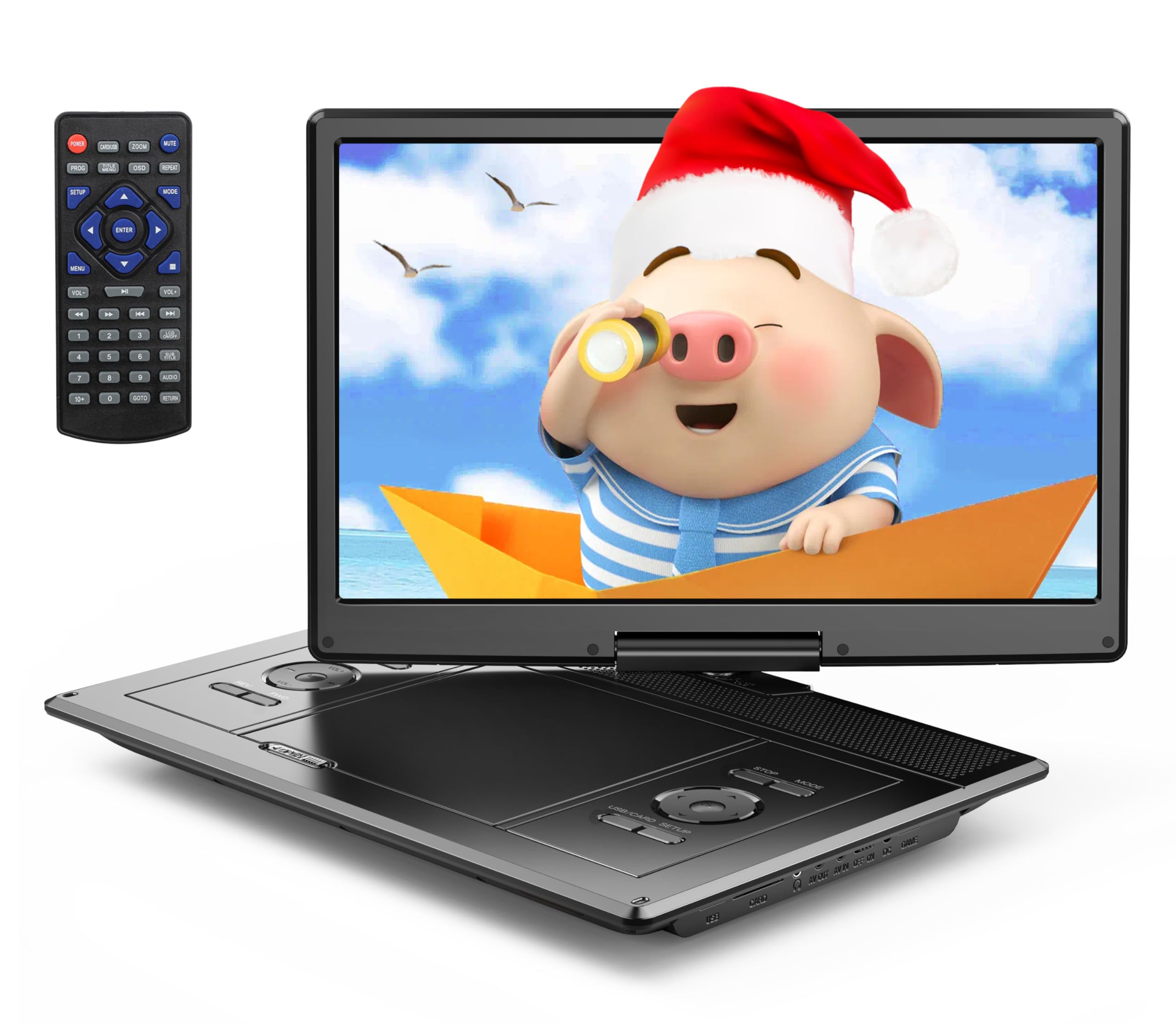 Yoton 16.5' Portable Dvd Player With 14.5' Hd, 4 6 Hours Working Time With Built In Battery, Swivel Screen, Dual Stereo Speakers, Usb, Sd, Av, Audio,Gamepad Support, Not Support Blu Ray