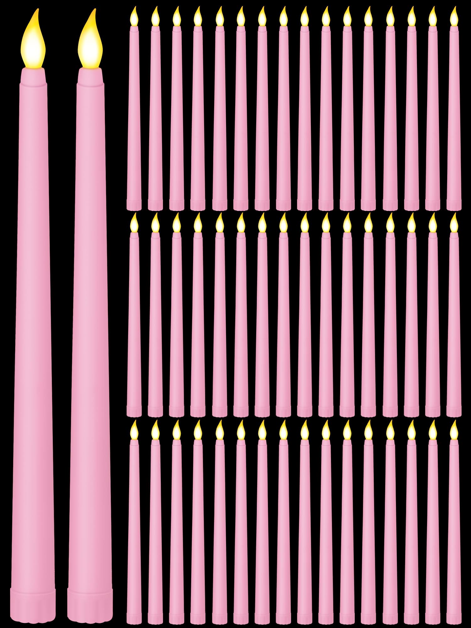 Funtery 48 Pcs Flameless Led Taper Candles 11 Inch Battery Operated Flickering Candles Bulk For Christmas Church Wedding Party(P