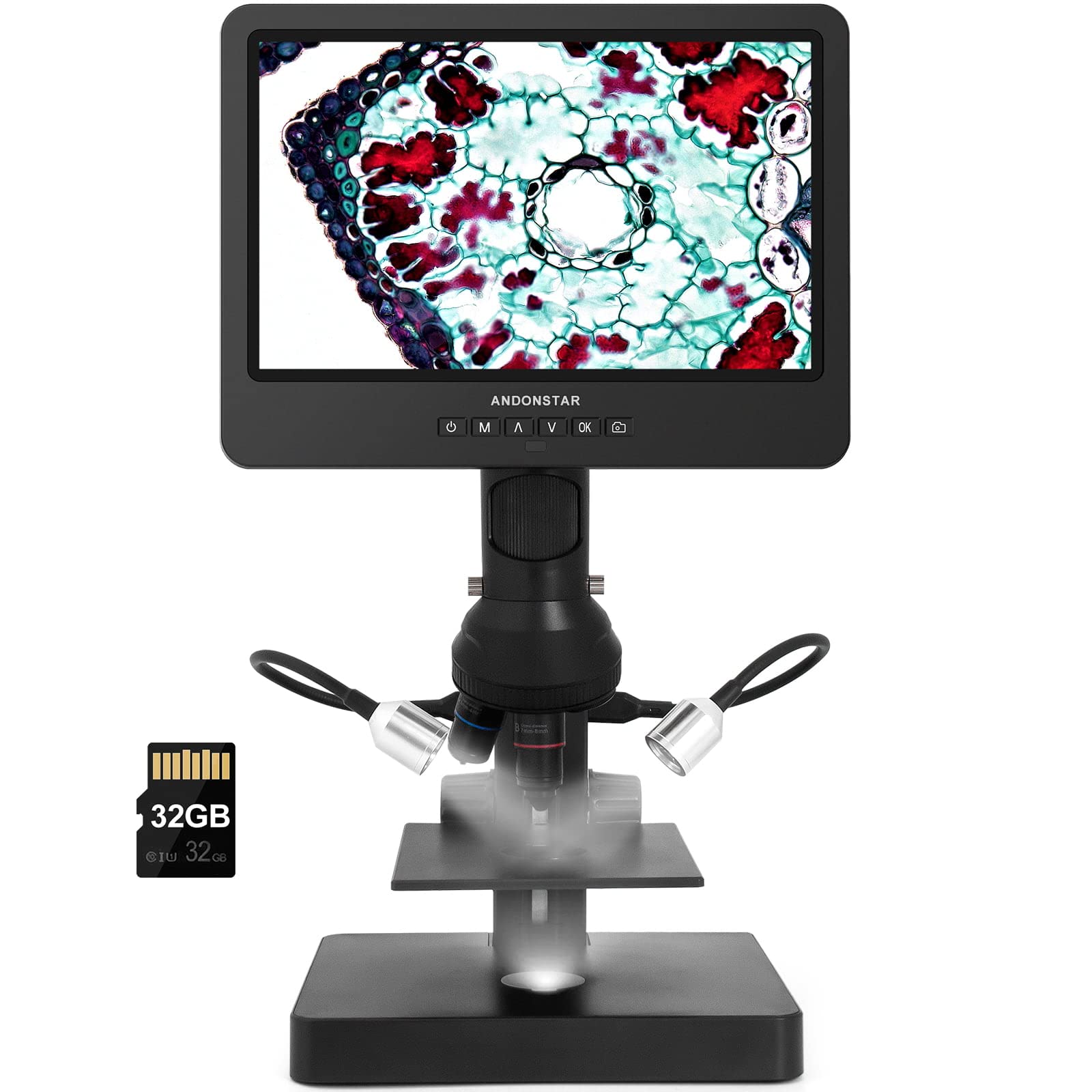 Andonstar Ad249Sp Uhd 2160P Hdmi Digital Microscope 4000X, 3 Lens 10.1 Inch Lcd For Biological Microscope Kit, Pcb Soldering Mic