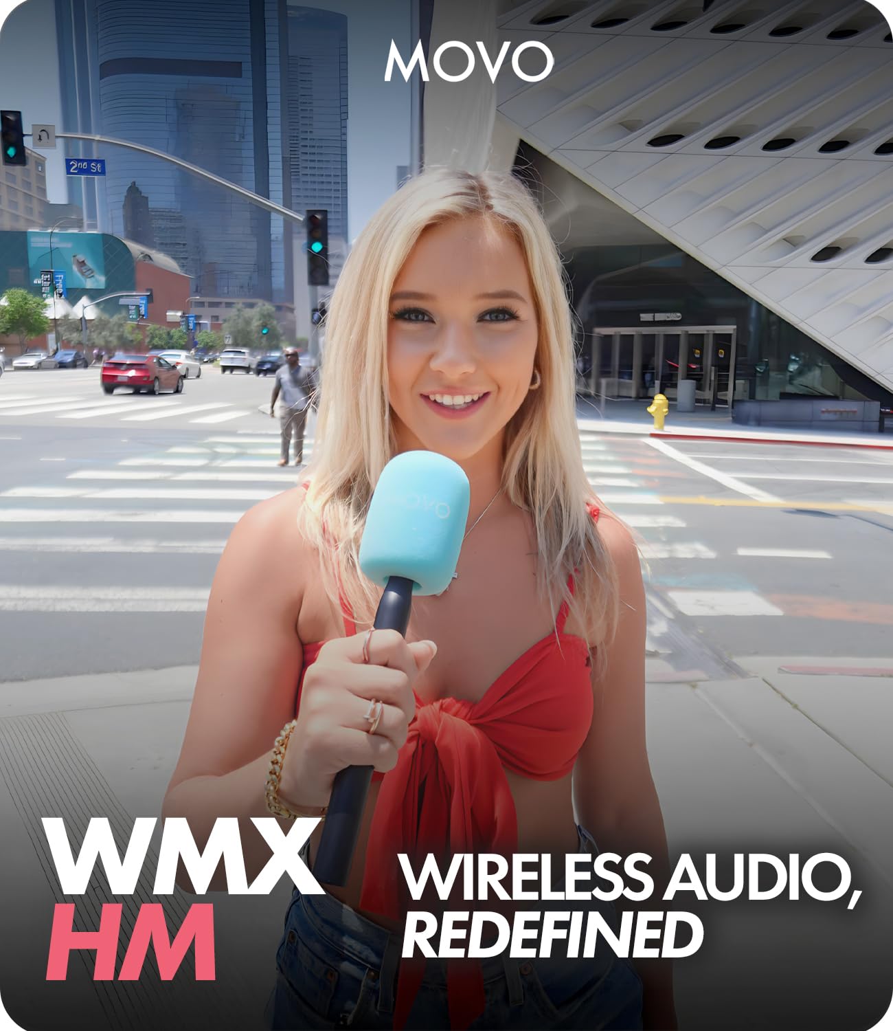 Movo Wmx Hm Mic Handle For Dji Mic, Rode Wireless Go, Hollyland Lark, And More   Wireless Interview Microphone Handle   Wireless