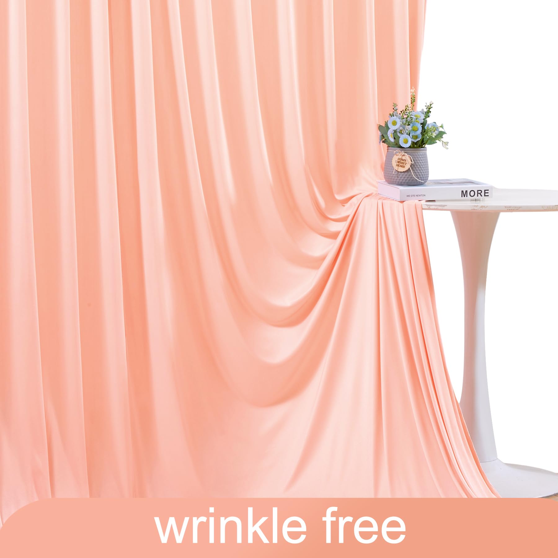 Peach Backdrop Curtain For Parties Baby Shower Wrinkle Free Peach Photo Curtains Backdrop Drapes Fabric Decoration For Wedding B