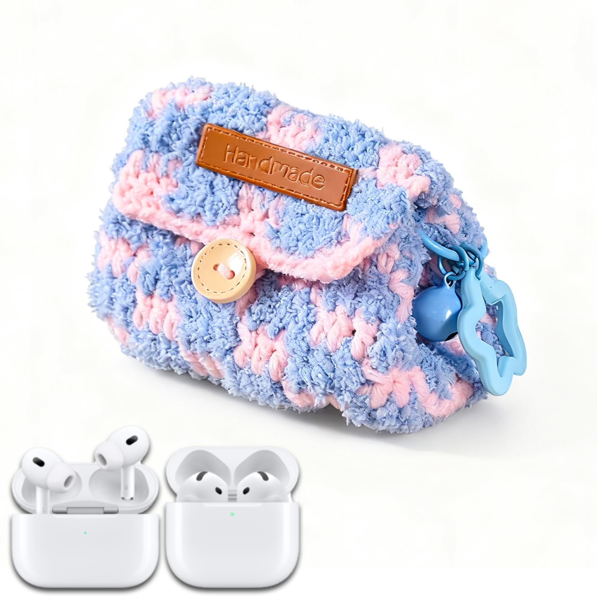 LeoTube Dopamine Style Case for Apple AirPods 4/Pro 2/Pro 3 Wireless Earbuds, Handmade Plush Protective Cover, Great Gift for fo