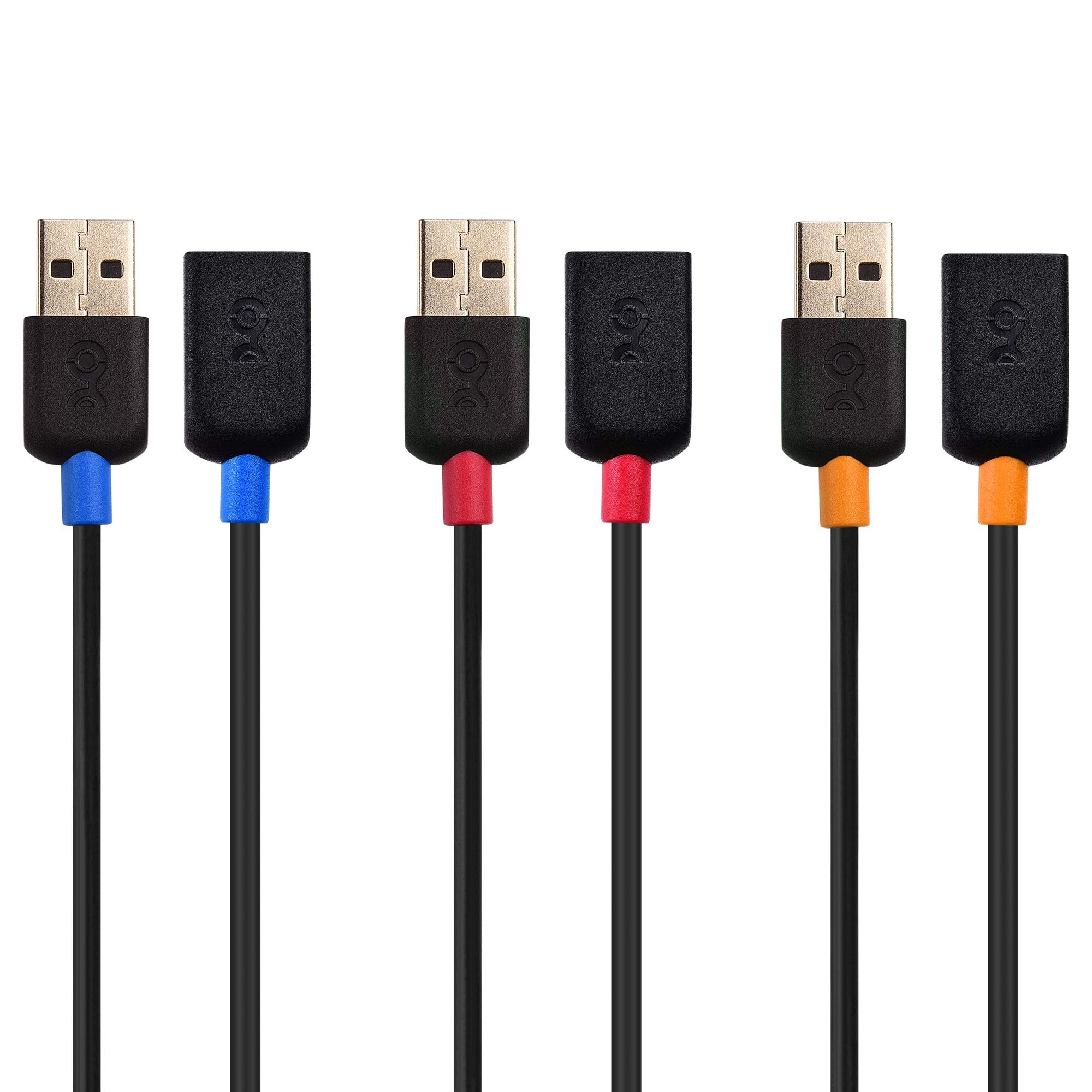 Cable Matters 3 Pack Short USB Extension Cable   3ft, Male to Female USB Extender Cable, USB2.0 Extension Cord, 480Mbps, Black
