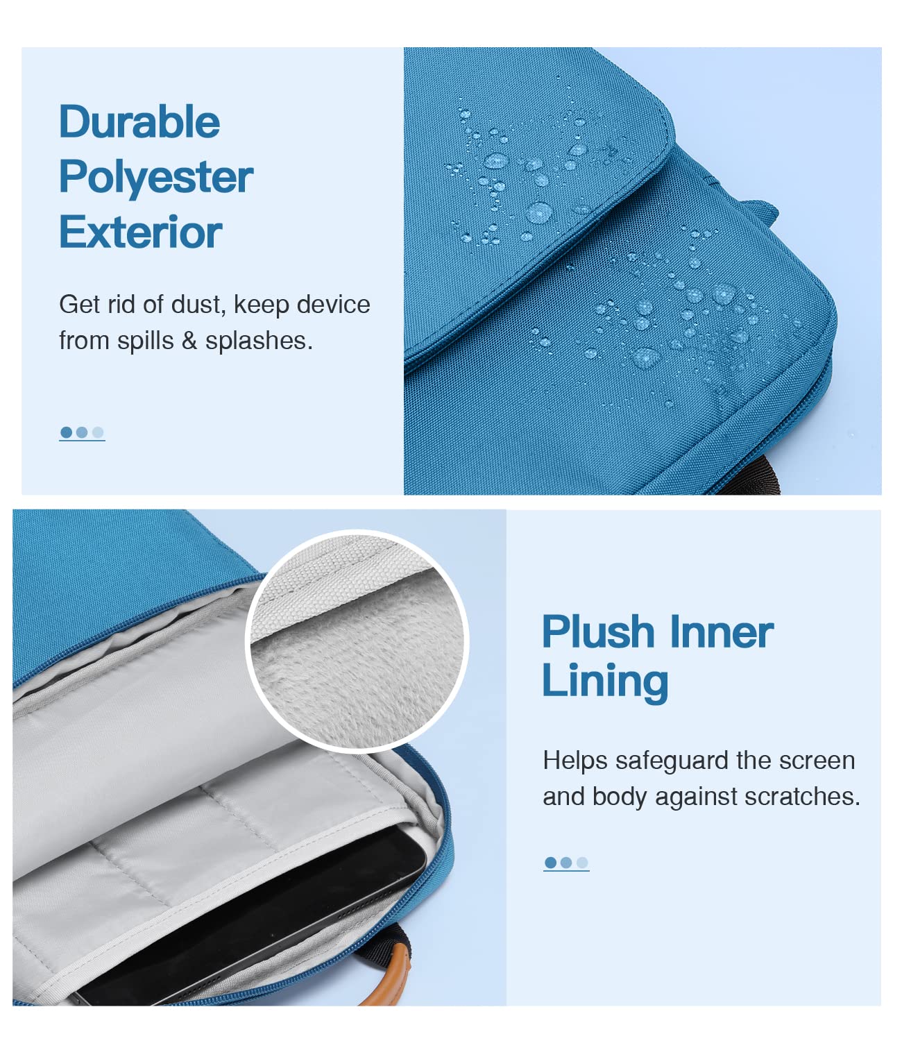 MoKo 9 11 Inch Tablet Sleeve Bag Handle Carrying Case with Shoulder Strap Fits New 11 inch iPad Pro M4/iPad Air M2, iPad 10th 10.9, iPad 9/8/7th 10.2, iPad Air 5/4th 10.9, Tab S8/S9 11, Peacock Blue