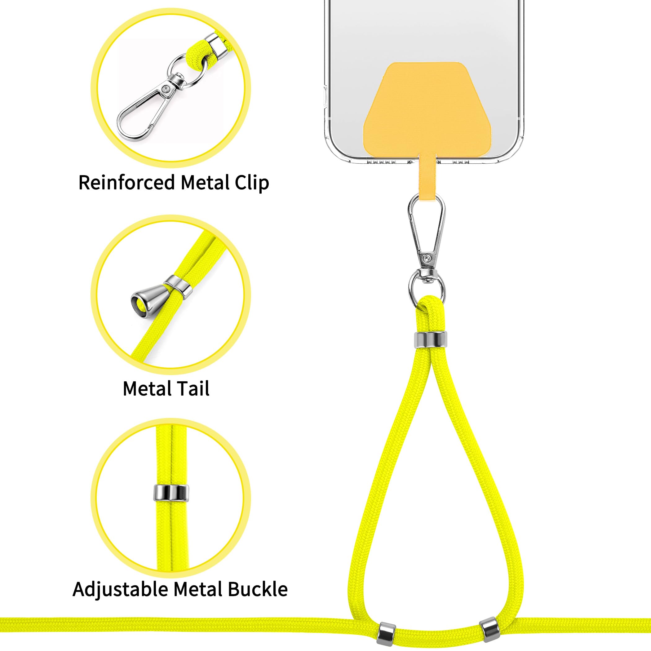 Cacoe Phone Lanyard 2 Pack 2  Adjustable Neck Strap,4  Phone Tether Tab,Universal Crossbody Cell Phone Lanyards,Multifuctional P