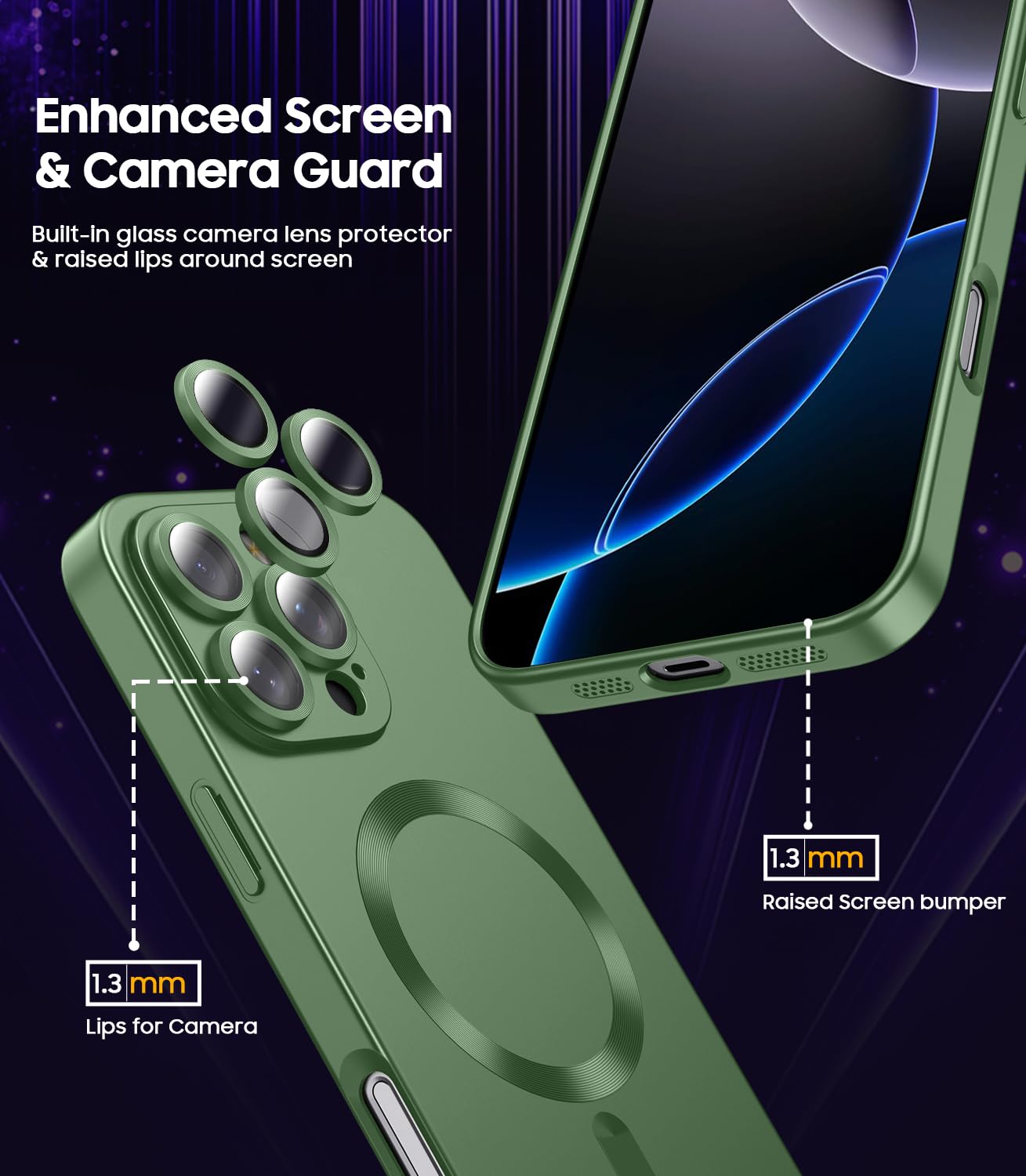 Lekevo Magnetic For Iphone 16 Pro Max Case [Compatible With Magsafe][Built In Camera Lens Protector] Slim Soft Silicone Bumper S