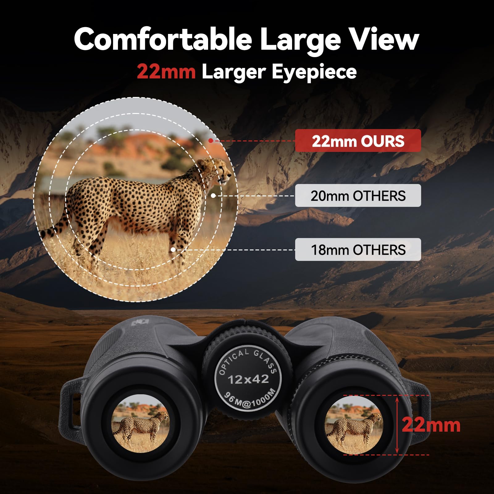 Binoculars For Adults High Powered: 12X42 Hd Zoom Binocular For Bird Watching Hunting   Powerful Lightweight Waterproof Binocula