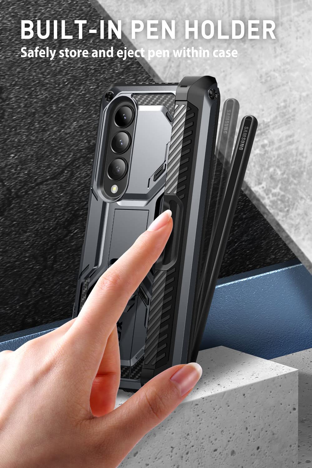 I Blason Armorbox Designed For Samsung Galaxy Z Fold 4 Case (2022 Release) With Pen Holder & Kickstand, Full Body Protective Bum