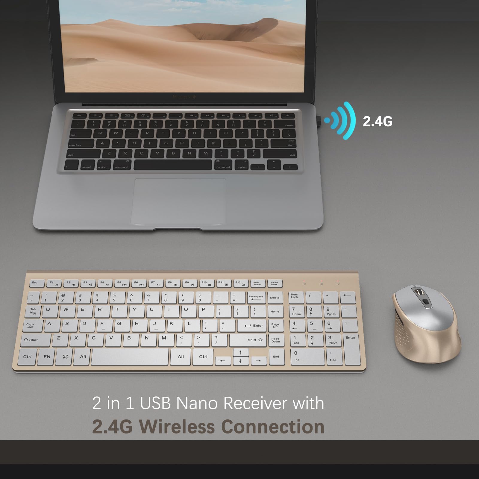 Wireless Keyboard Mouse Combo, J Joyaccess Ergonomic And Portable Wireless Keyboard And Mouse Set For Laptop/Computer/Desktop/Pc