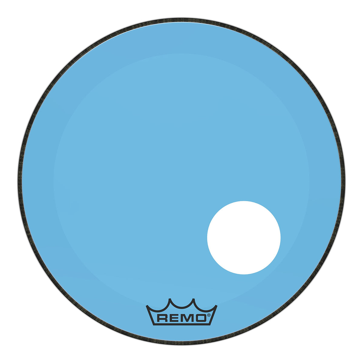 Remo Powerstroke P3 Colortone Blue Bass Drumhead, 22', 5' Offset Hole