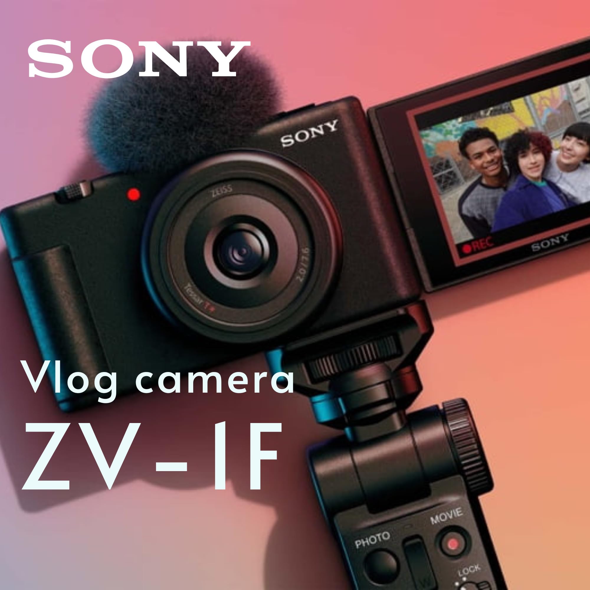 Sony Zv-1F Vlog Camera For Content Creators And Vloggers (Black) Bundle With Accvc1 Vlogger Accessory Kit, Holster Camera Case,
