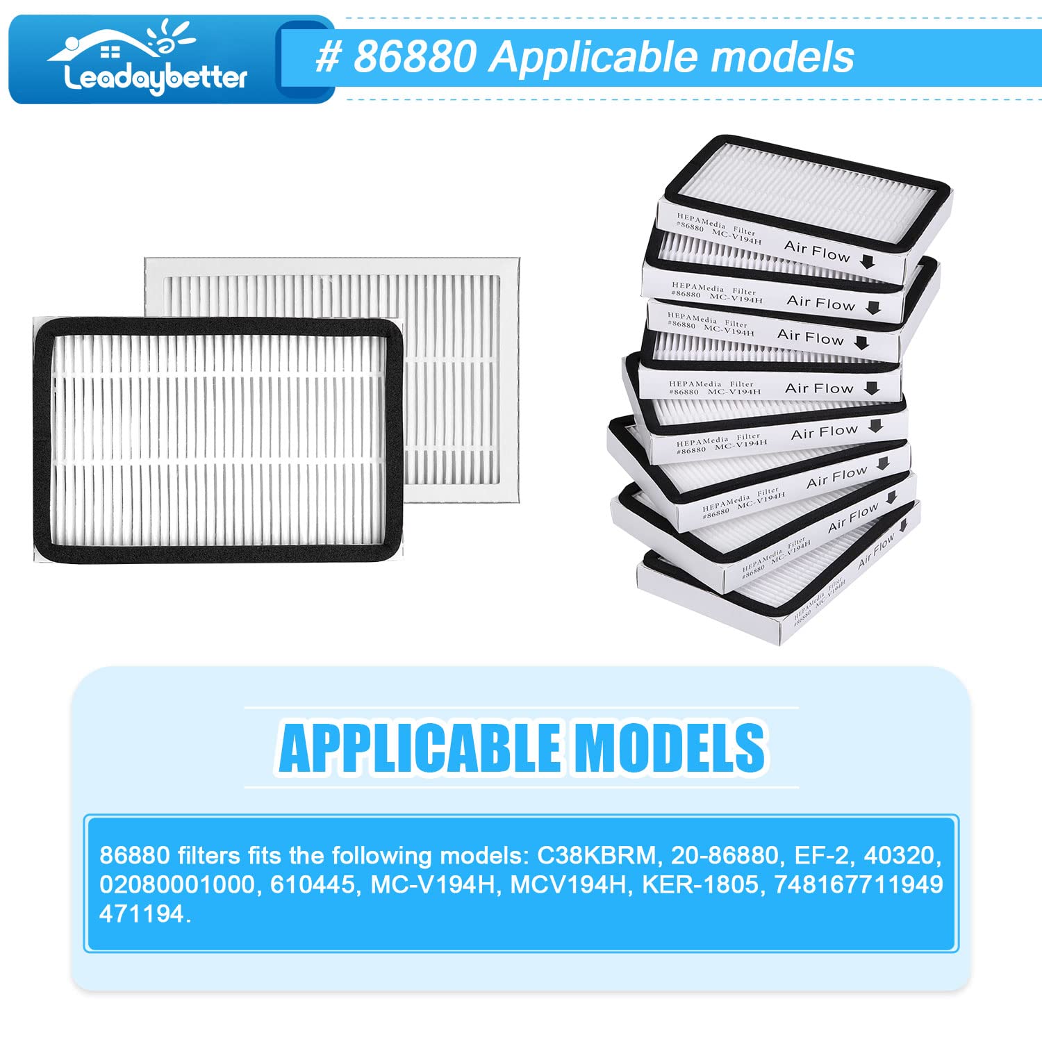 Leadaybetter 8 Pack Vacuum Cleaner Hepa Filter Replacement For Sears Kenmore Ef 2, Replace Part #86880