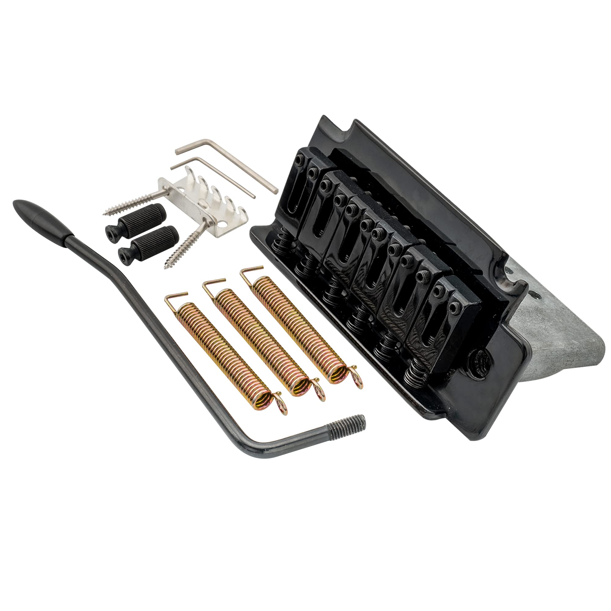 Musiclily Pro 52.5Mm 2 Point Guitar Tremolo Bridge 36Mm Short Zinc Block For Import Squier Strat Electric Guitar, Black