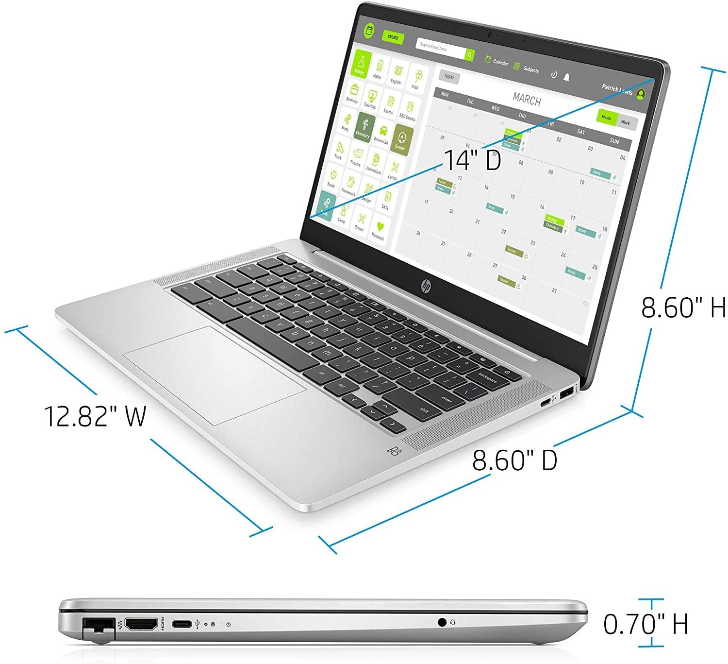 Hp Chromebook 14 Inch Hd Touchscreen Laptop, Intel Celeron N4000, 4 Gb Ram, 32 Gb Emmc, Chrome (14A Na0080Nr, Forest Teal)