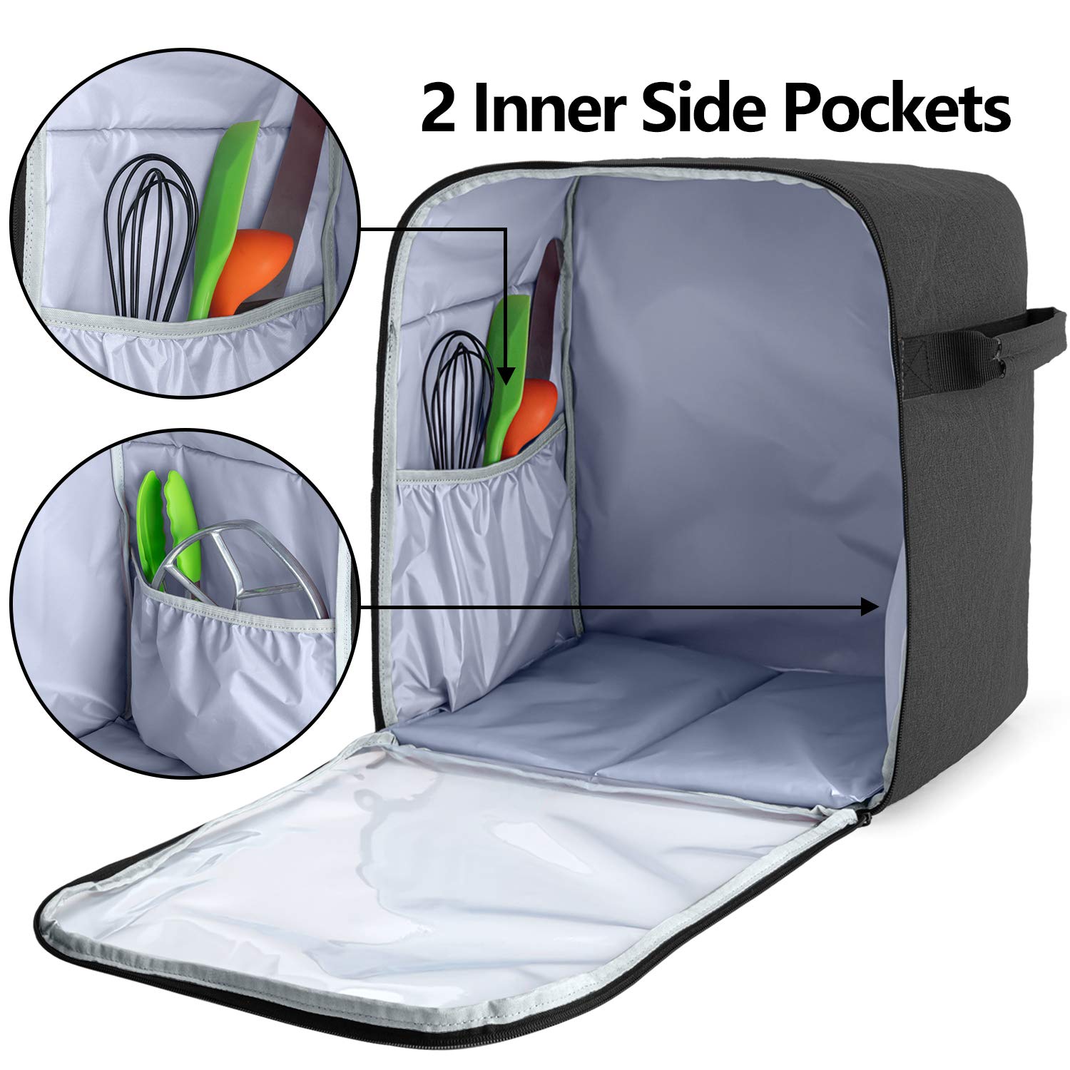 Luxja Dust Cover Compatible With 4.5 Quart And 5 Quart Kitchenaid Mixers (With A Bottom Padding Pad), Dust Cover (Clear Front Pa