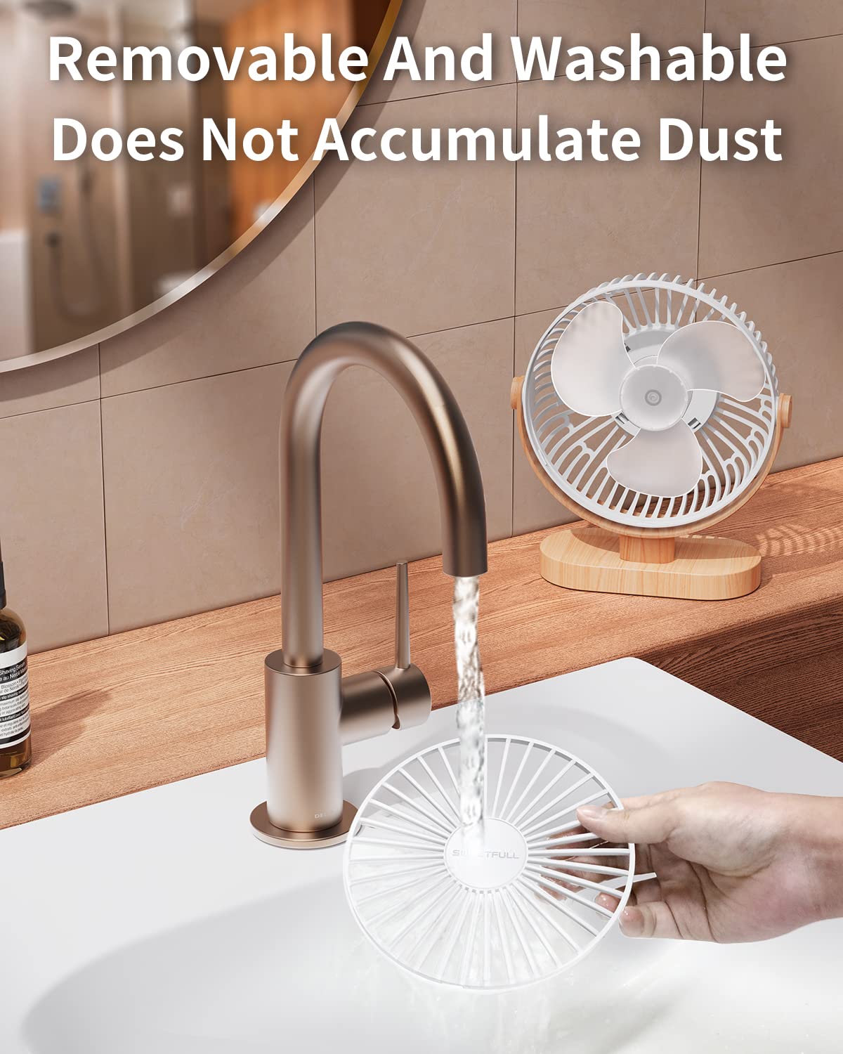 Sweetfull Small Usb Desk Fan 6.5 Inch, 3 Speeds Portable Personal Desktop Table Fan, Dual 360 Adjustment Mini Fan, Quiet Operati