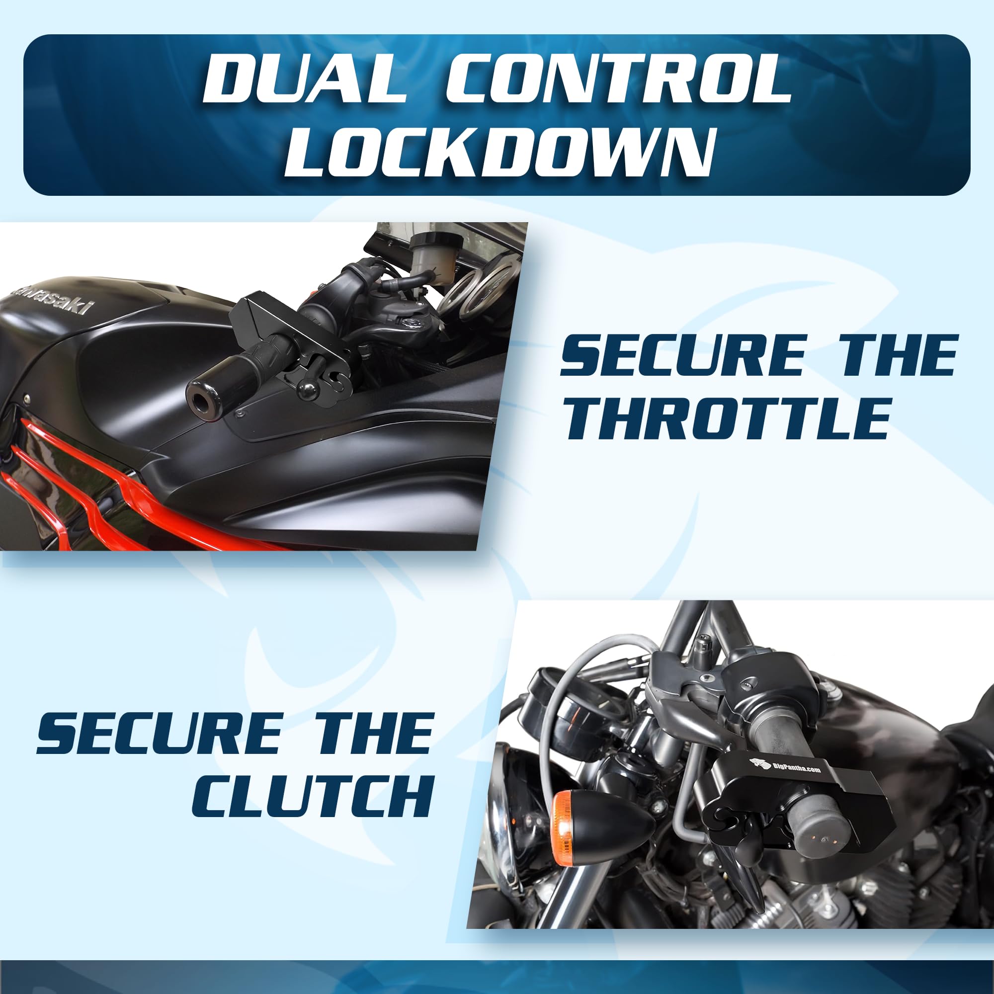 Bigpantha Motorcycle Grip Lock - Heavy Duty Brake/Handlebar/Throttle Lock That Secures Your Bike, Scooter, Moped, Or Atv In Unde