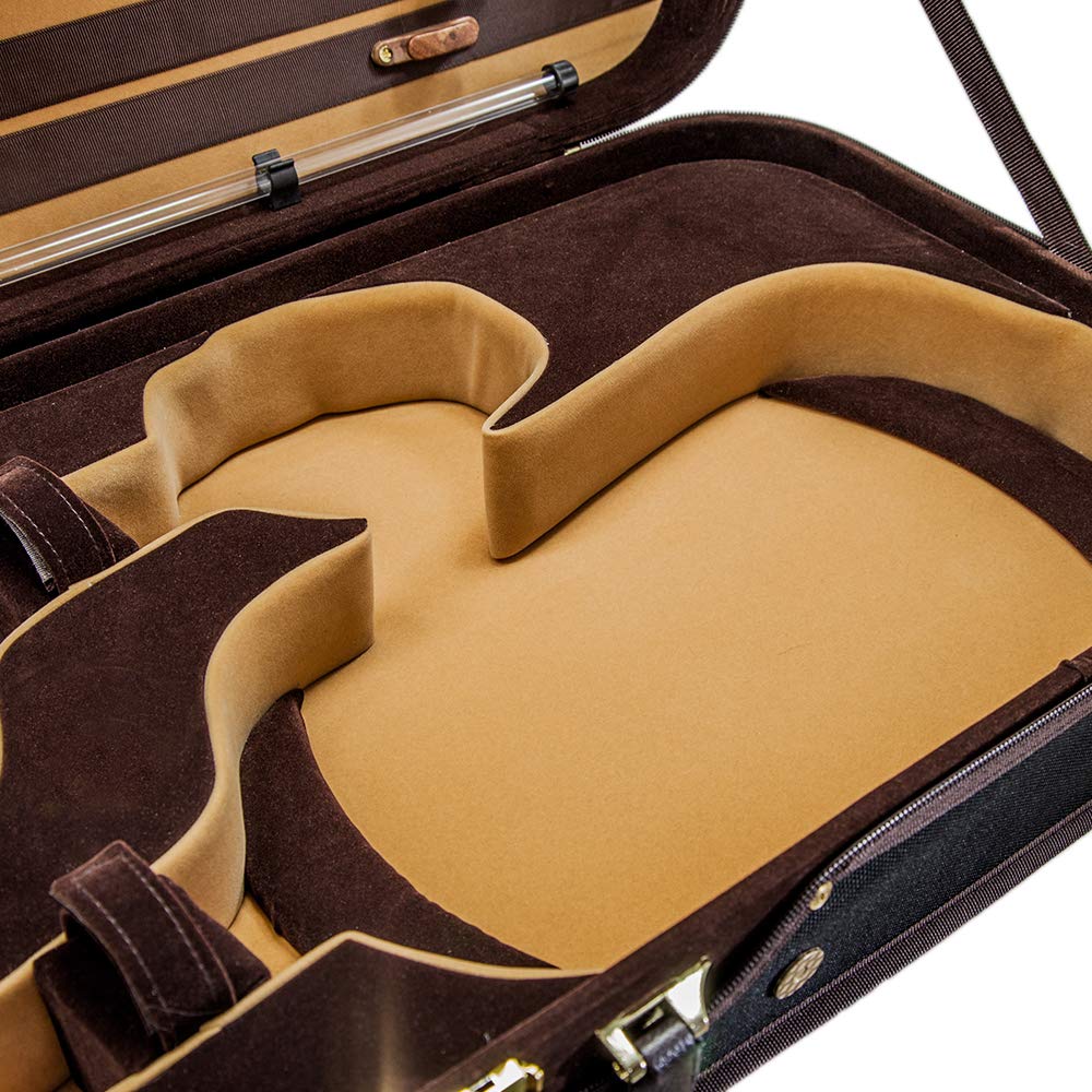 Sky Heavy Duty 4/4 Full Size Wooden Pro Double Violin Case Black/Khaki