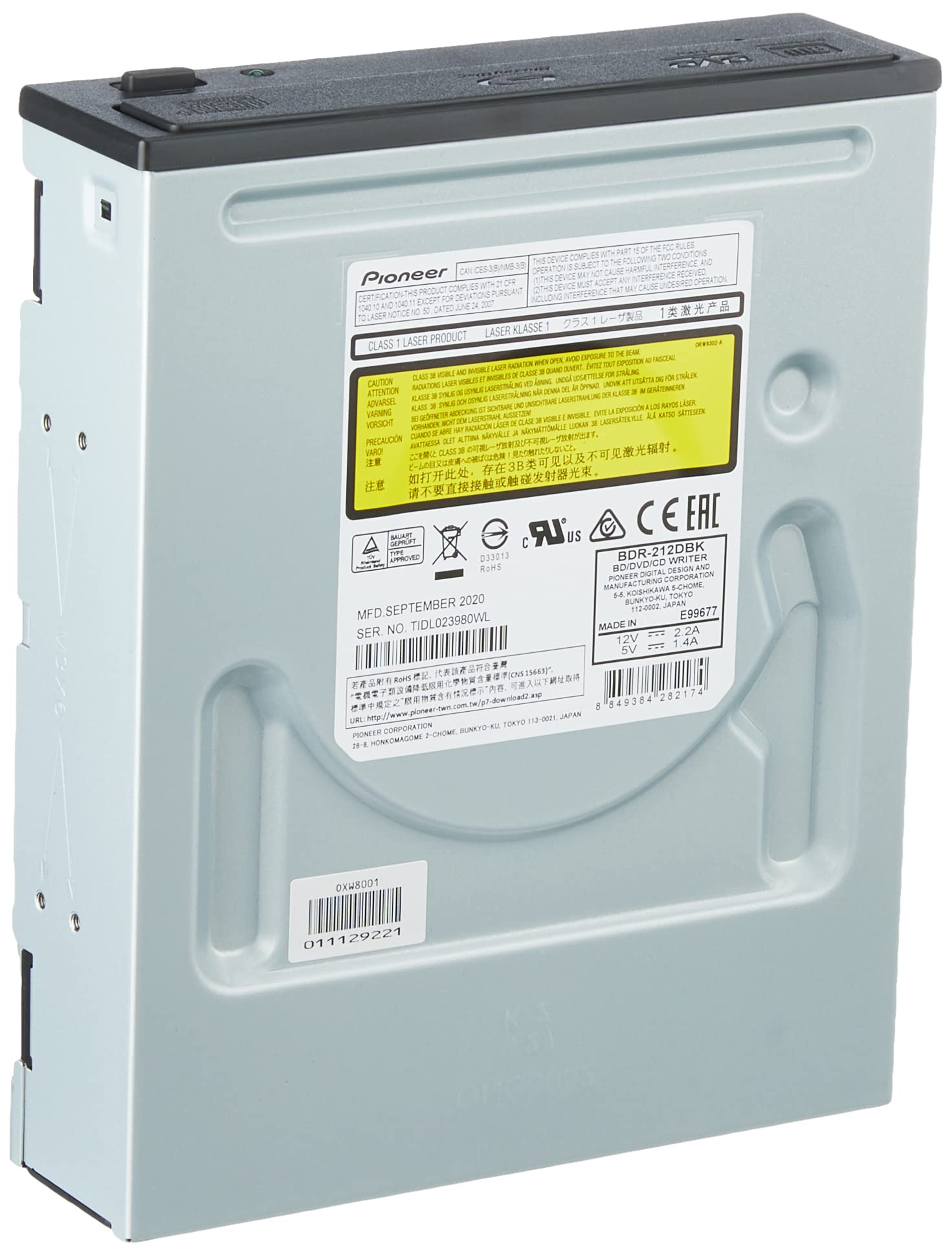 Pioneer Electronics Bdr 212Dbk 16X Internal Bd/Dvd/Cd Writer Supports Blu Ray & M Disc Format, Drive Rw/Dvd Rw Only