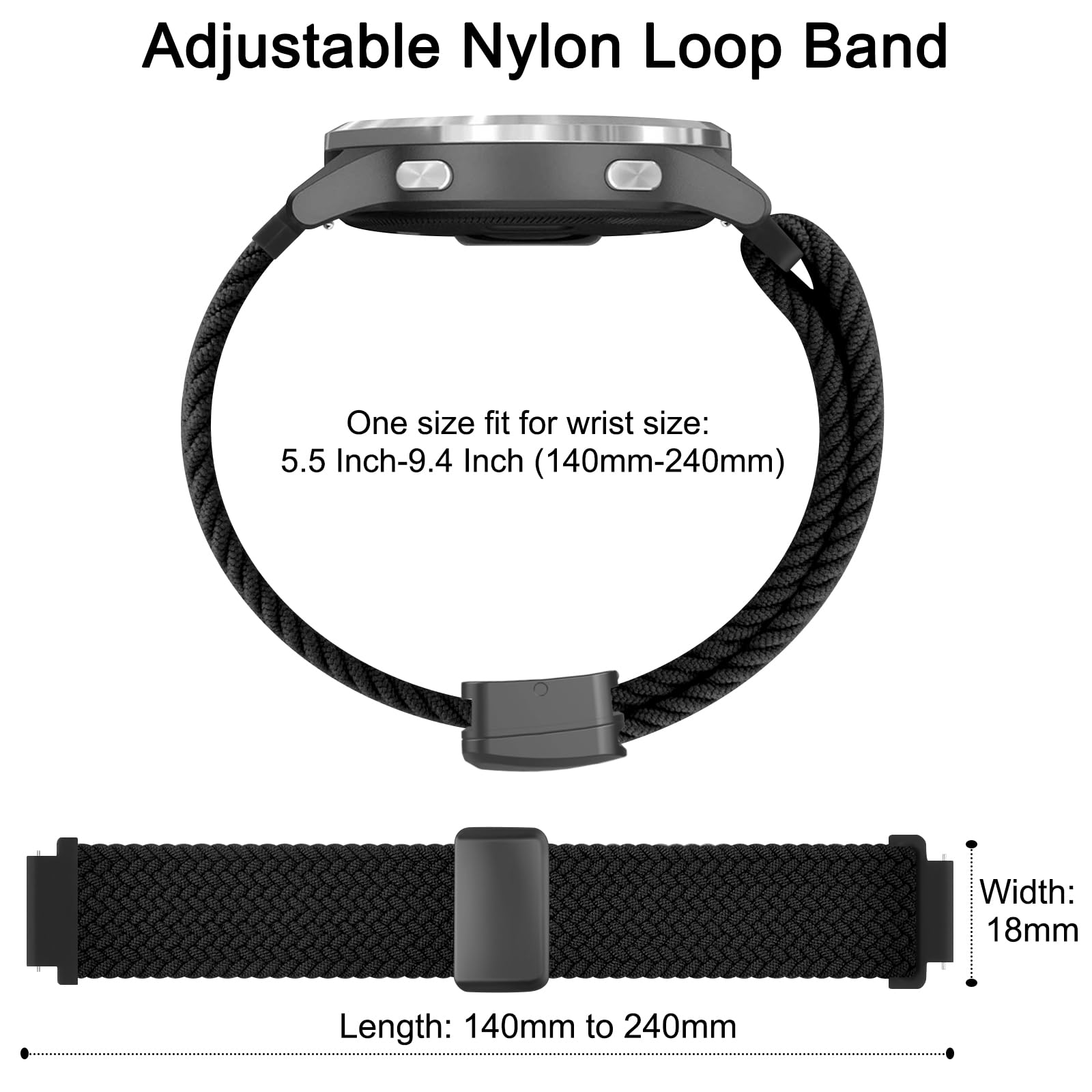 Magnetic Braided Watch Band Compatible With Garmin Venu 3S / Vivoactive 4S / Venu 2S / Vivomove 3S, 18Mm Replacement Wristband S