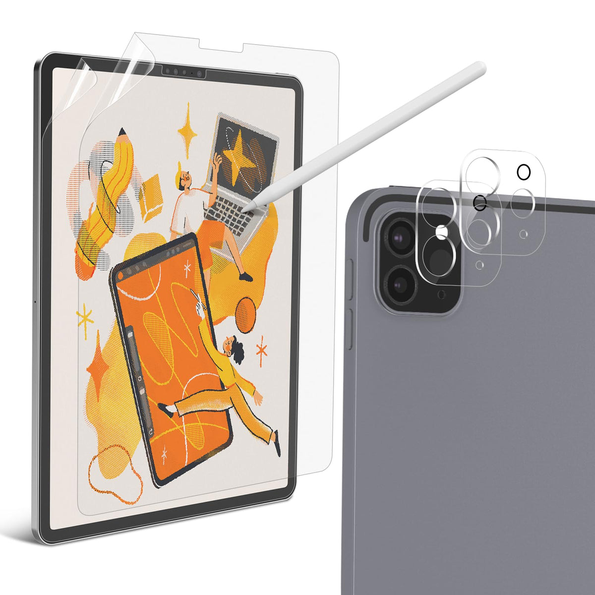 Kct 2+2 Pack Paperfeel Screen Protector Compatible With Ipad Pro 11 Inch 2021&2020 With Transparent Camera Lens Protector, Anti 