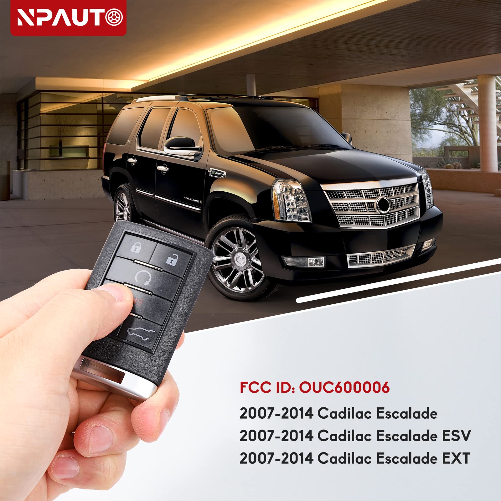 Npauto Key Fob Compatible With Caddilac Escalade Esv Ext 2007 2008 2009 2010 2012 2013 2014   Keyless Entry Remote Control Start