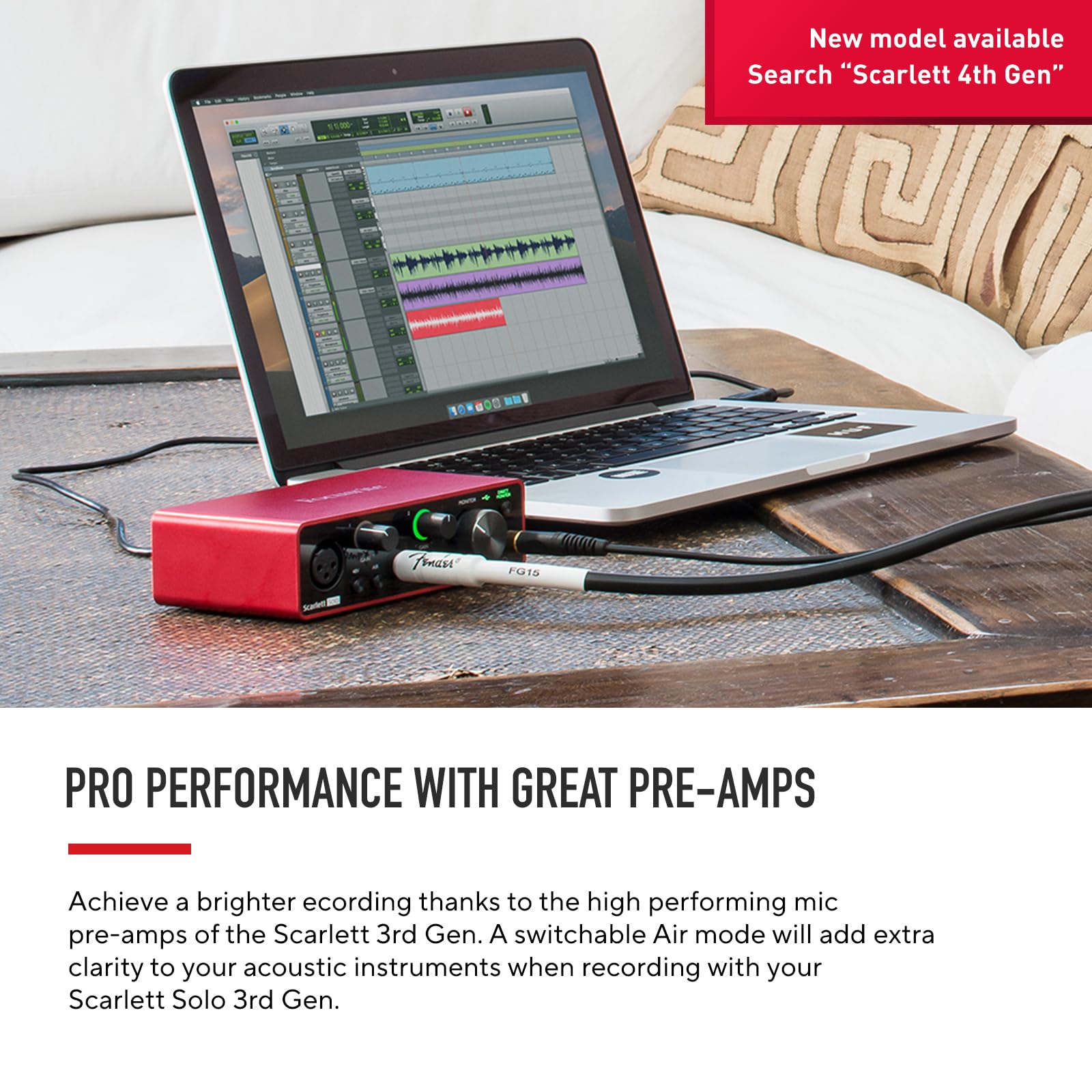 Focusrite Scarlett Solo 3Rd Gen Usb Audio Interface For Guitarists, Vocalists, Podcasters Or Producers To Record And Playback St