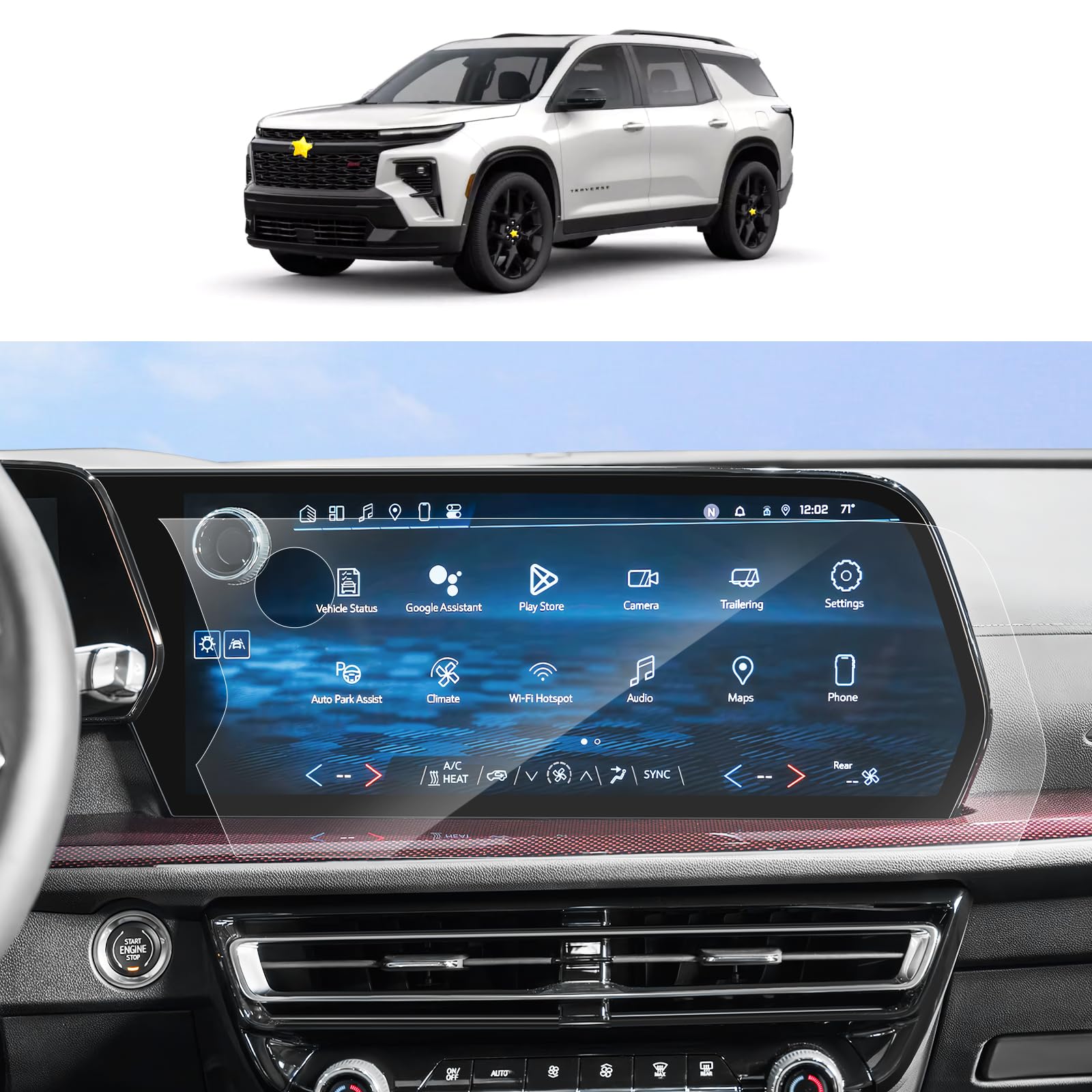 Sktu 2Pack 2024 Chevy Traverse Screen Protector For 2024+ Chevy Traverse/ 2024 2025 Blazer Ev 17.7 Inch Touchscreen 2024 Chevy Traverse Accessories