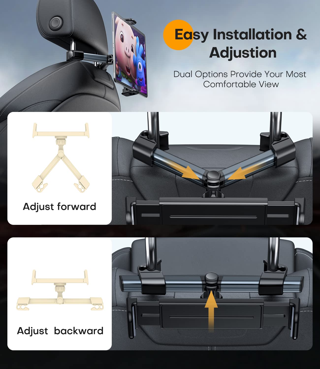 Mibhuvan Universal Car Headrest Tablet Holder For Ipad, Iphone, Samsung, Other 4.7 13'' Devices