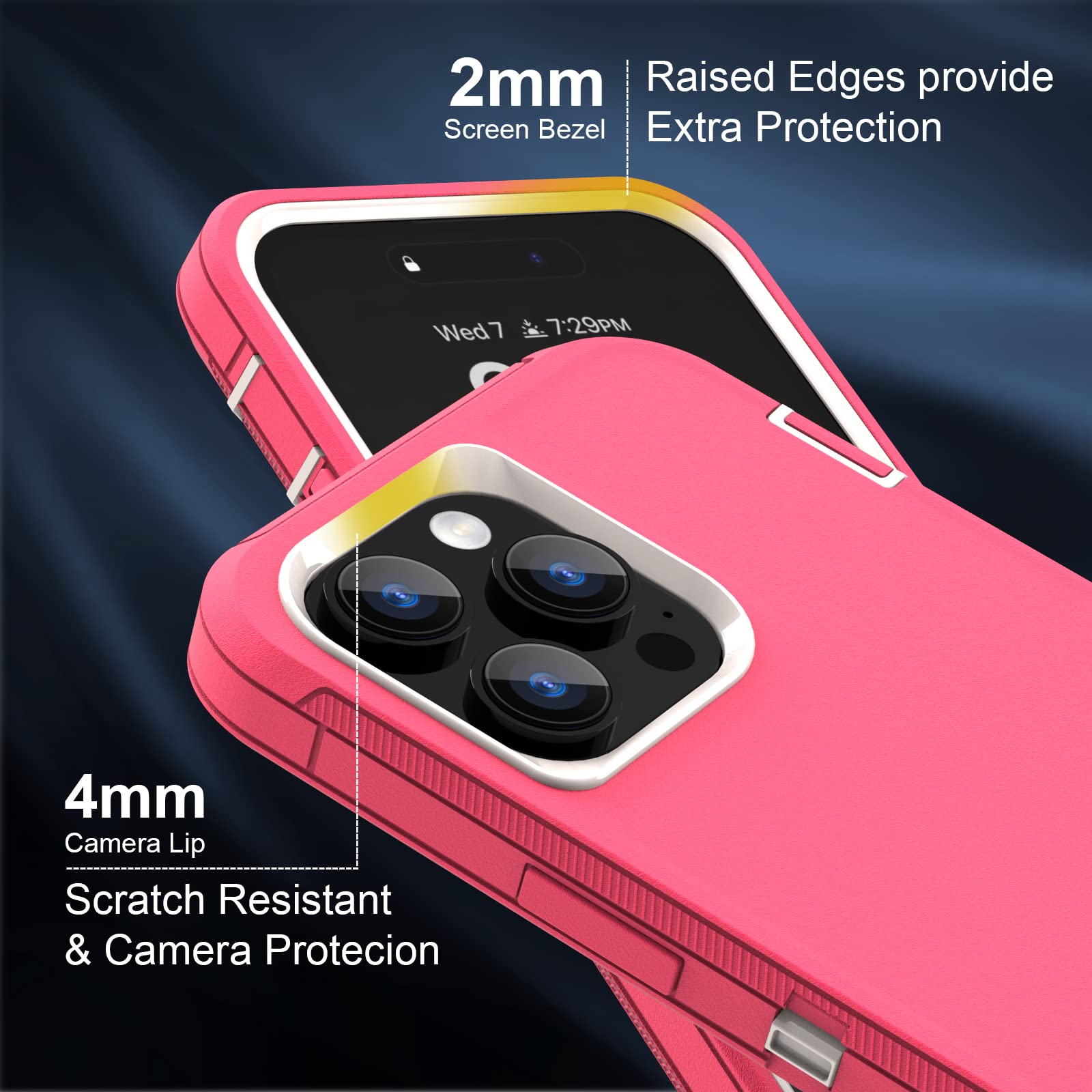 Sansunto For Iphone 14 Pro Max Case, Full Body Protection Heavy Duty Shockproof Military Grade 3 In 1 Silicone Rubber With Hard