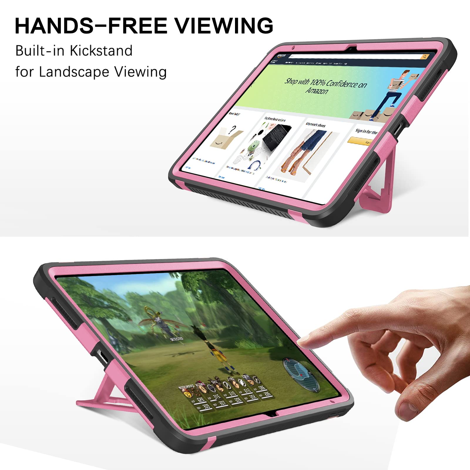 Bentoben For Ipad 10Th Generation Case,Ipad 10.9 Case 2022, Glitter Sparkly 3 Layers Shockproof Kickstand Rugged Protective Tabl