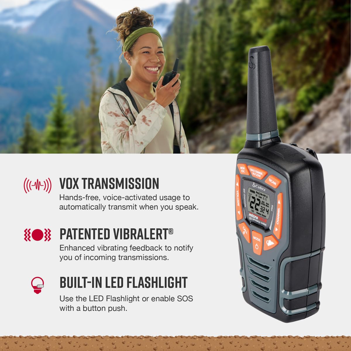 Cobra Acxt545 Weather-Resistant Walkie Talkies For Adults - Rechargeable, 22 Channels, Long Range 28-Mile Two-Way Radio Set (2-P