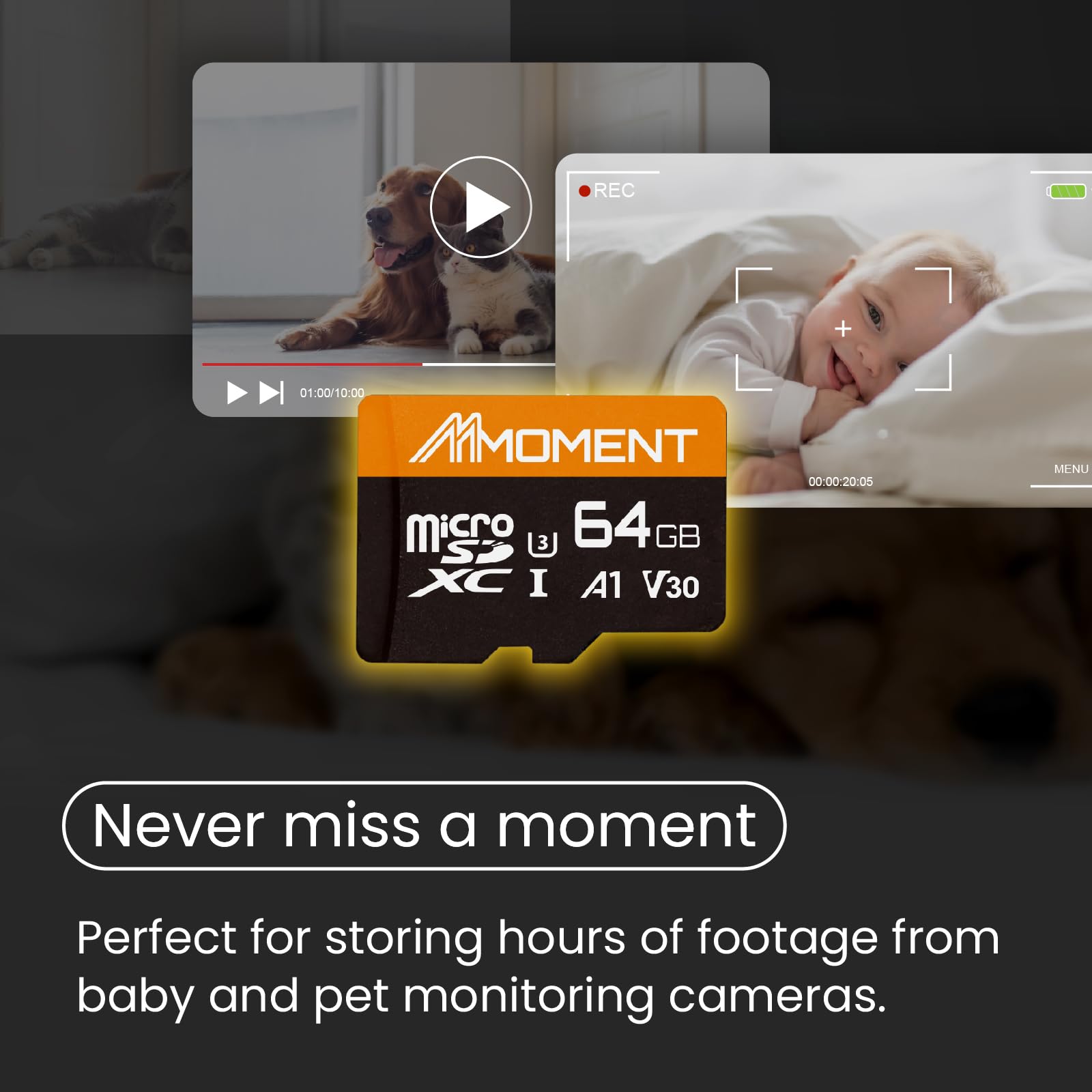 Mmoment 64Gb Micro Sdxc Card, A1, Uhs I, U3, V30, Class10 Compatible, Read Speed Up To 95 Mb/S,Write Speed Up To 45 Mb/S, Sd Ada