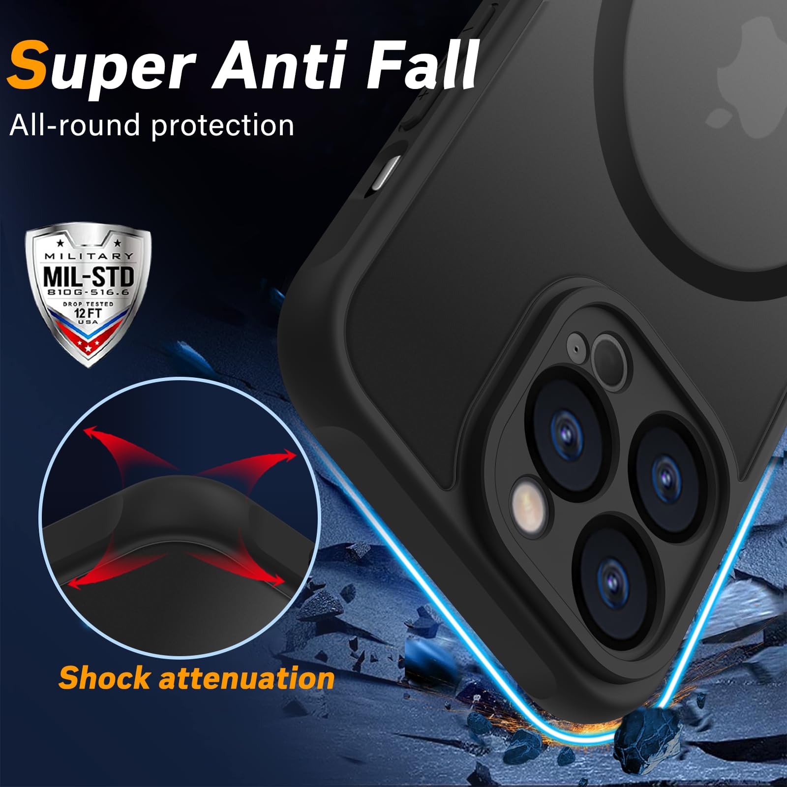 Pinlisheng Magnetic For Iphone 15 Pro Case,Compatible With Magsafe,Military Grade Drop Tested, Shockproof Matte Translucent Hard