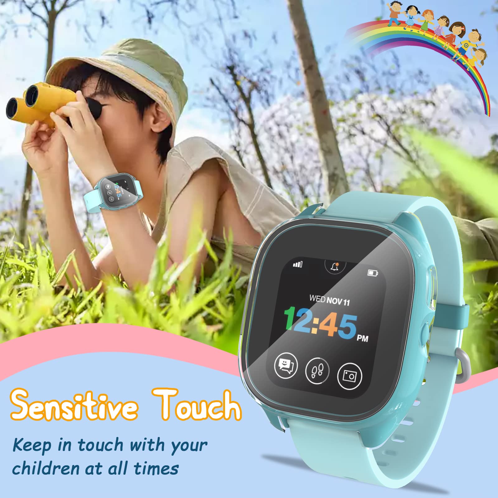 Ottpluscase 2 Pack Clear Case For Gizmo Watch 3 Screen Protector With 9H Tempered Glass, Gizmo 3 Screen Protector Case For Kids,