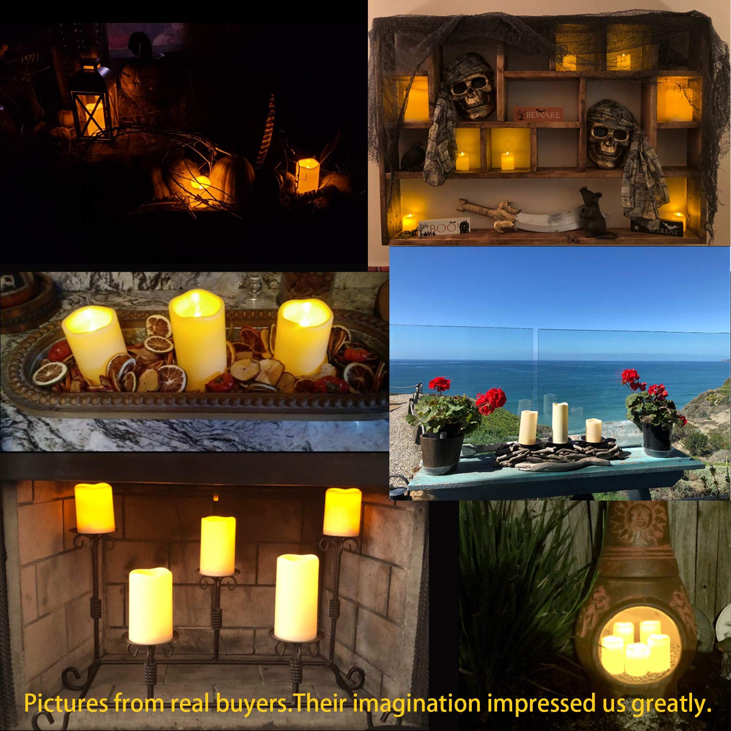 Enido Flameless Candles, Led Candles Outdoor Waterproof Candles(D: 3'' X H: 4'' 5'' 6'') Battery Operated Plastic Pack Of 9 Pill