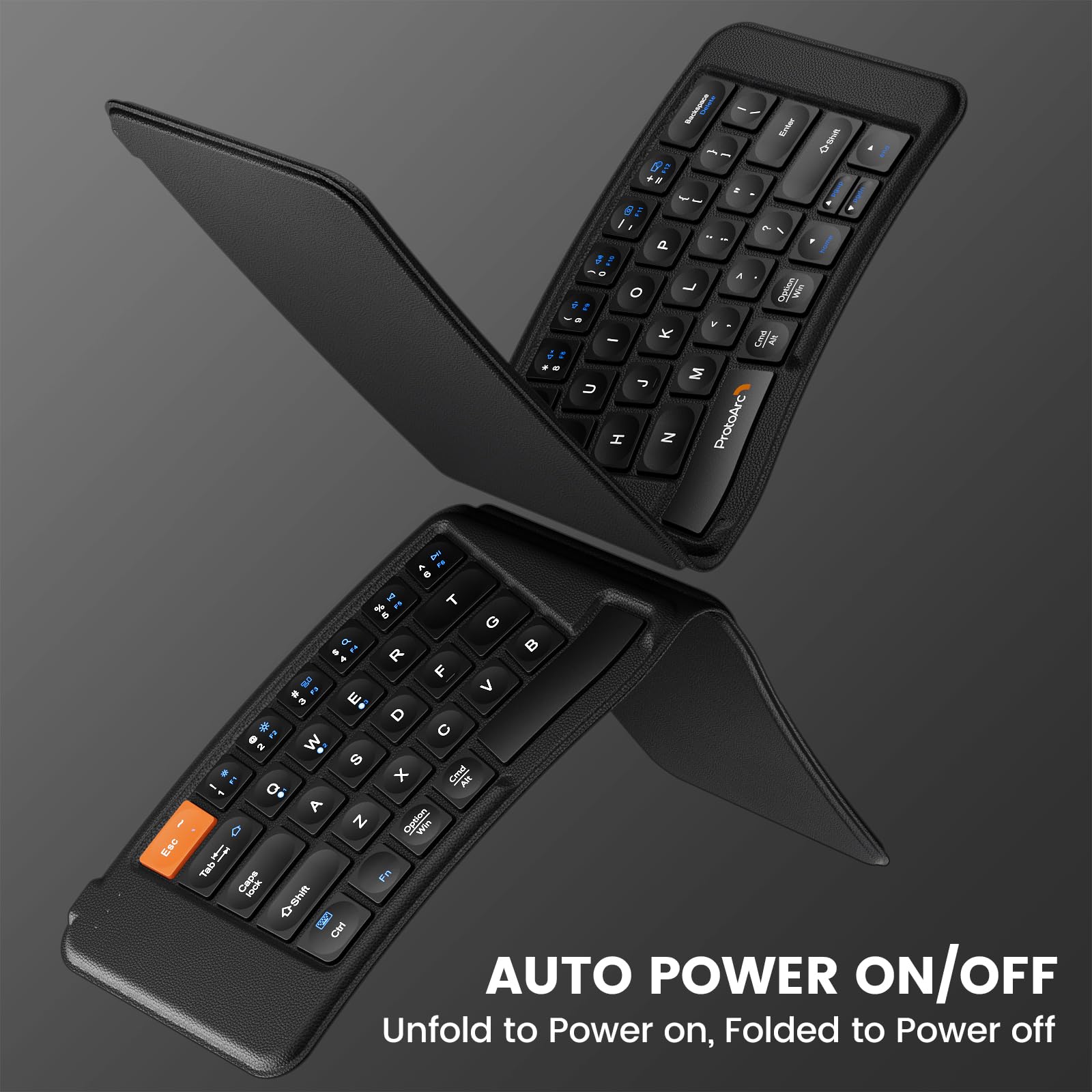 Protoarc Ergonomic Foldable Keyboard, Xk03 Split Folding Bluetooth Keyboard, Ultra Slim Travel Keyboard, Portable Bluetooth Keyb